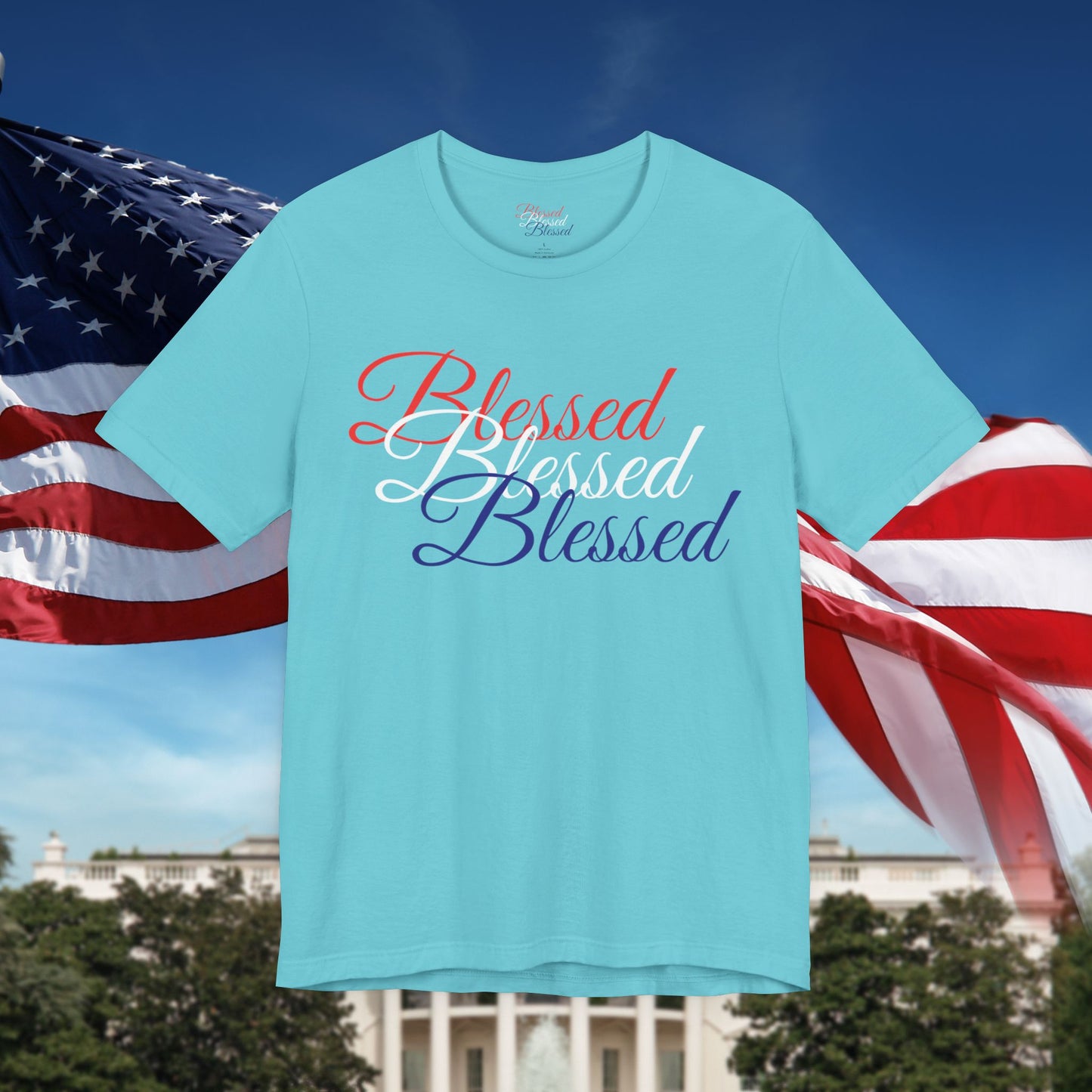 Red White Blue Blessed Design Unisex Tee