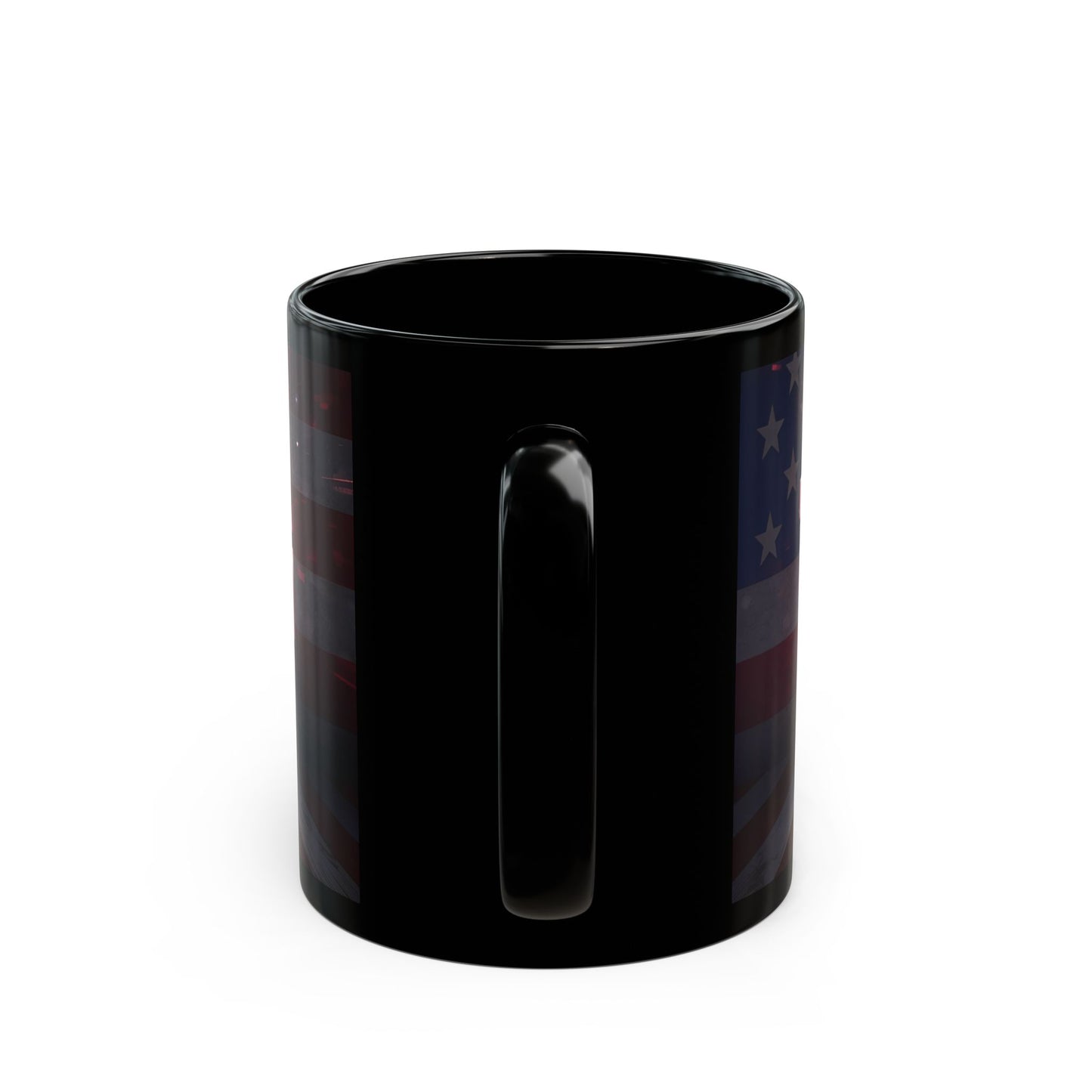 This Is The Turning Point! American Flag Backdrop Design - Sleek Motivational Ceramic Black Mug - 11oz - 15oz -