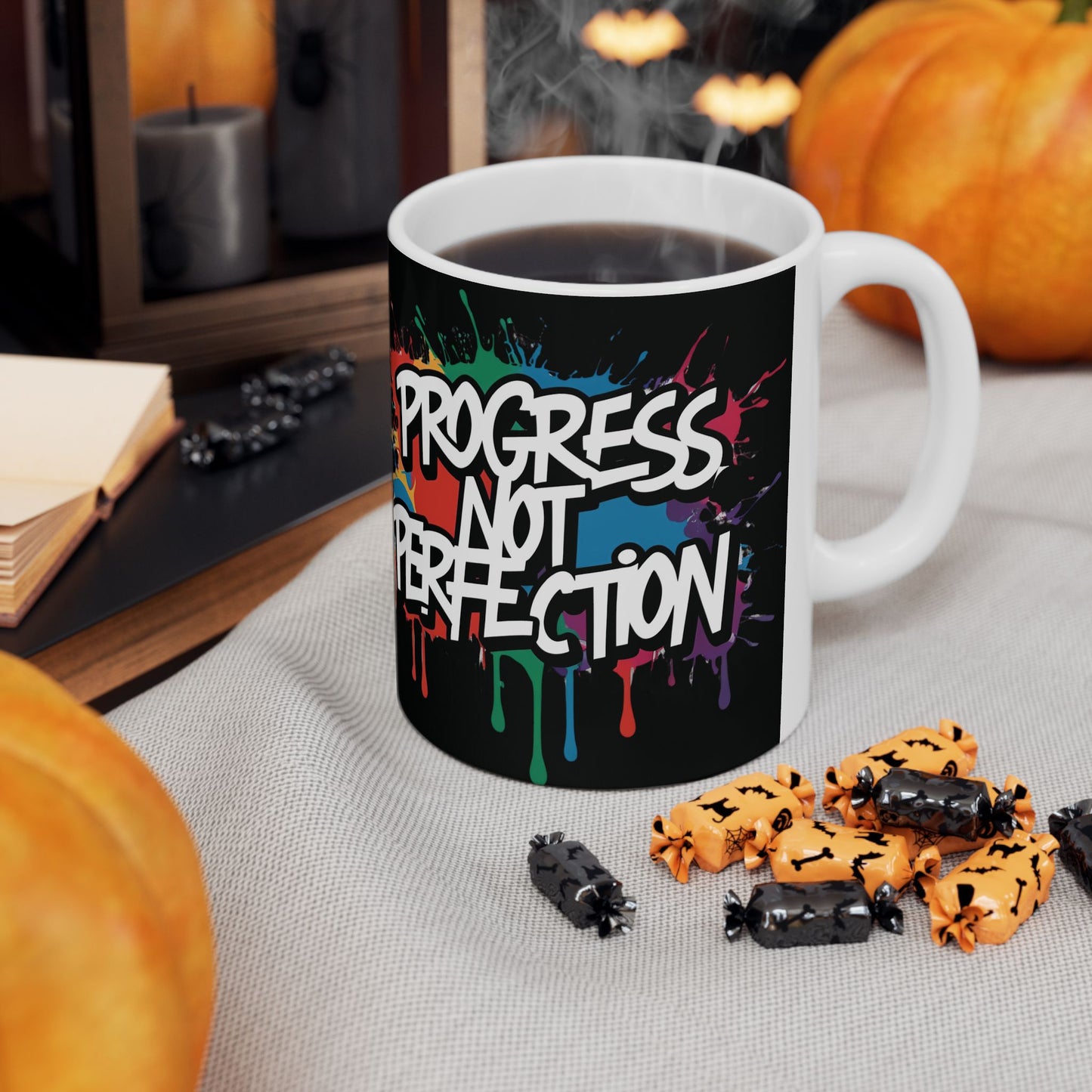 💥 Vibrant 💥Motivational 💥 Stylish Ceramic Mug 💥 Progress Not Perfection 💥 Inspiring Coffee Cup for Daily Motivation 💥 Available In 2 Convenient Sizes 11oz & 15oz 💥