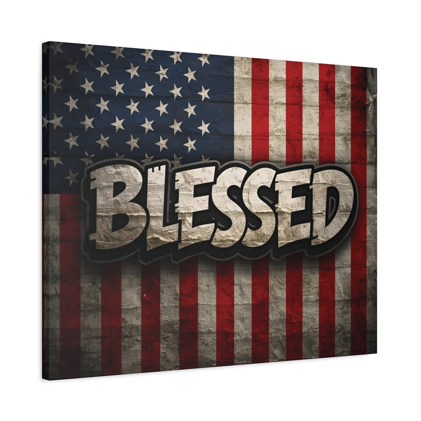 Blessed American Flag Canvas Wall Art, Patriotic Home Decor, Inspirational Gift, Rustic Wall Decor, Americana Artwork