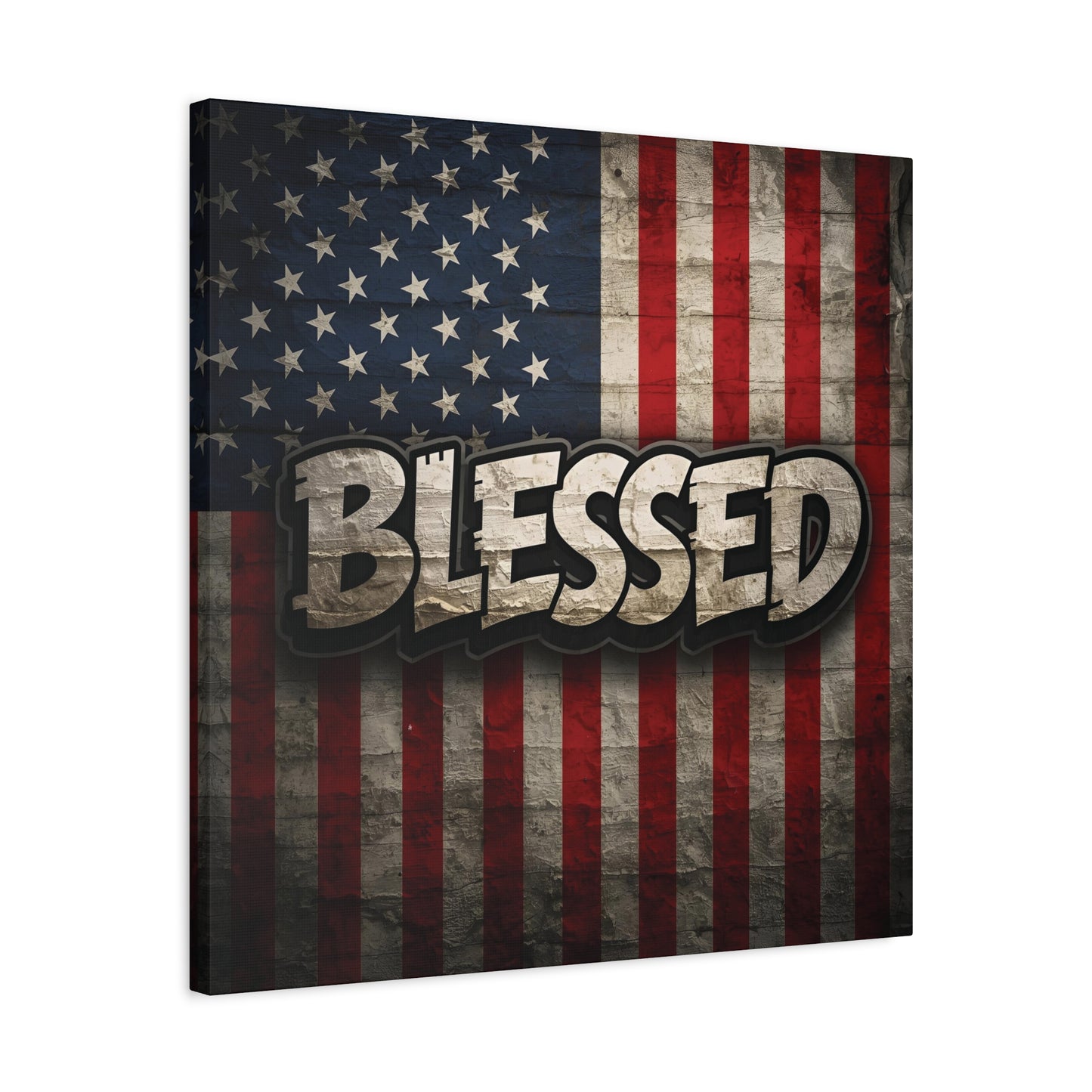 Blessed American Flag Canvas Wall Art, Patriotic Home Decor, Inspirational Gift, Rustic Wall Decor, Americana Artwork