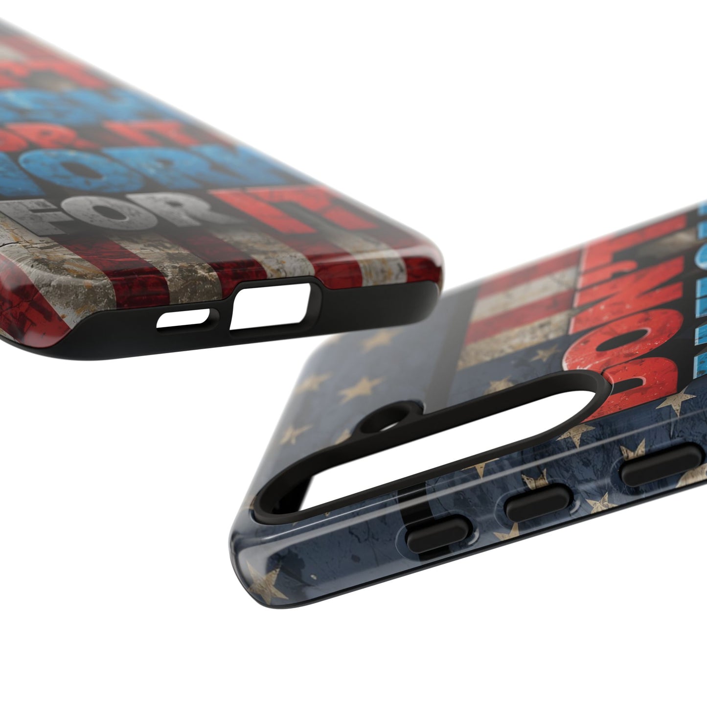 Motivational Phone Case - Don't Wish for It, Work for It | Patriotic Design, Gift for Fitness Lovers, USA Flag, Inspirational Decor