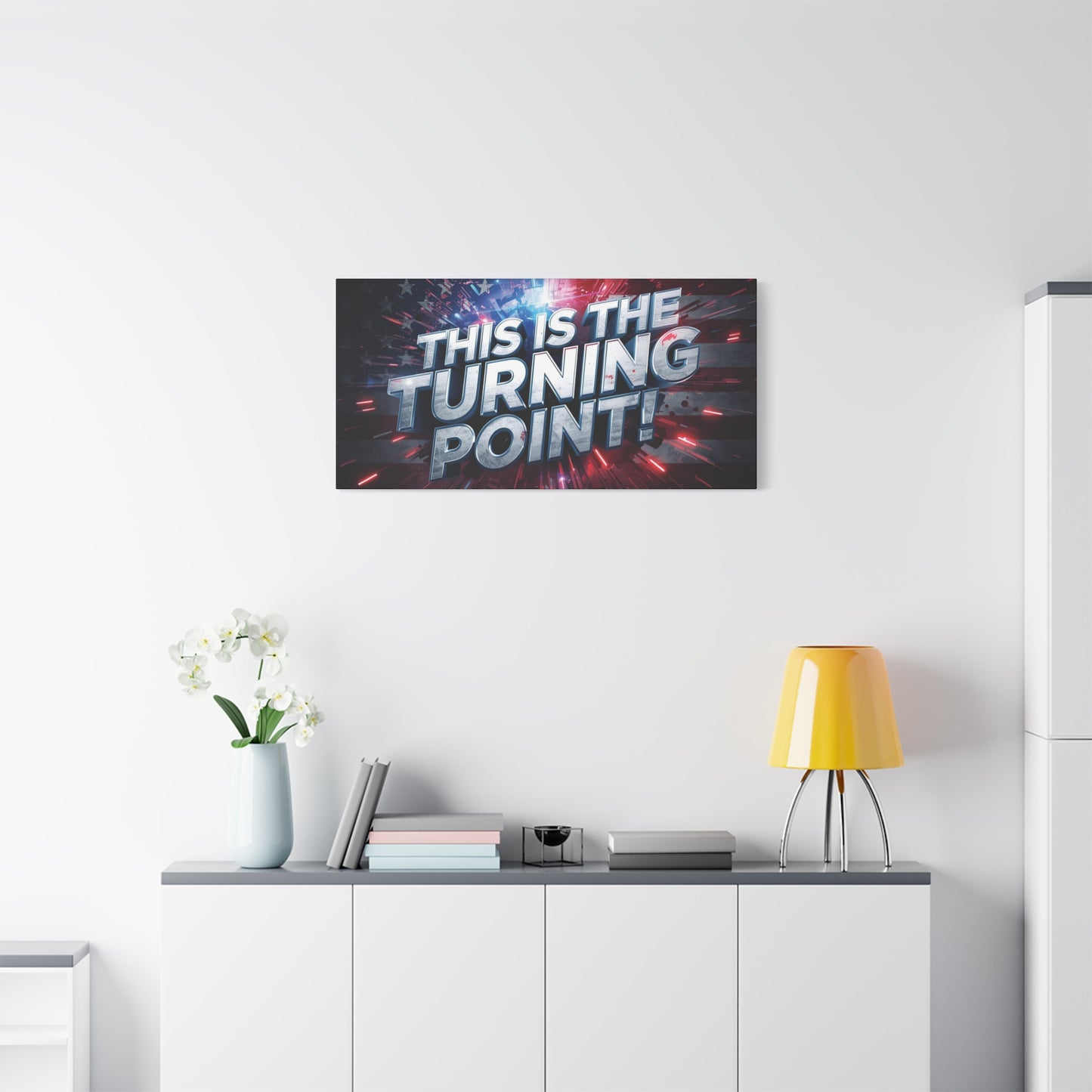 Canvas Print - Patriotic Wall Art - Stunning - Red White Blue - American Flag Backdrop - Charlie Kirk Inspired - This Is The Turning Point! - Multiple Sizes -