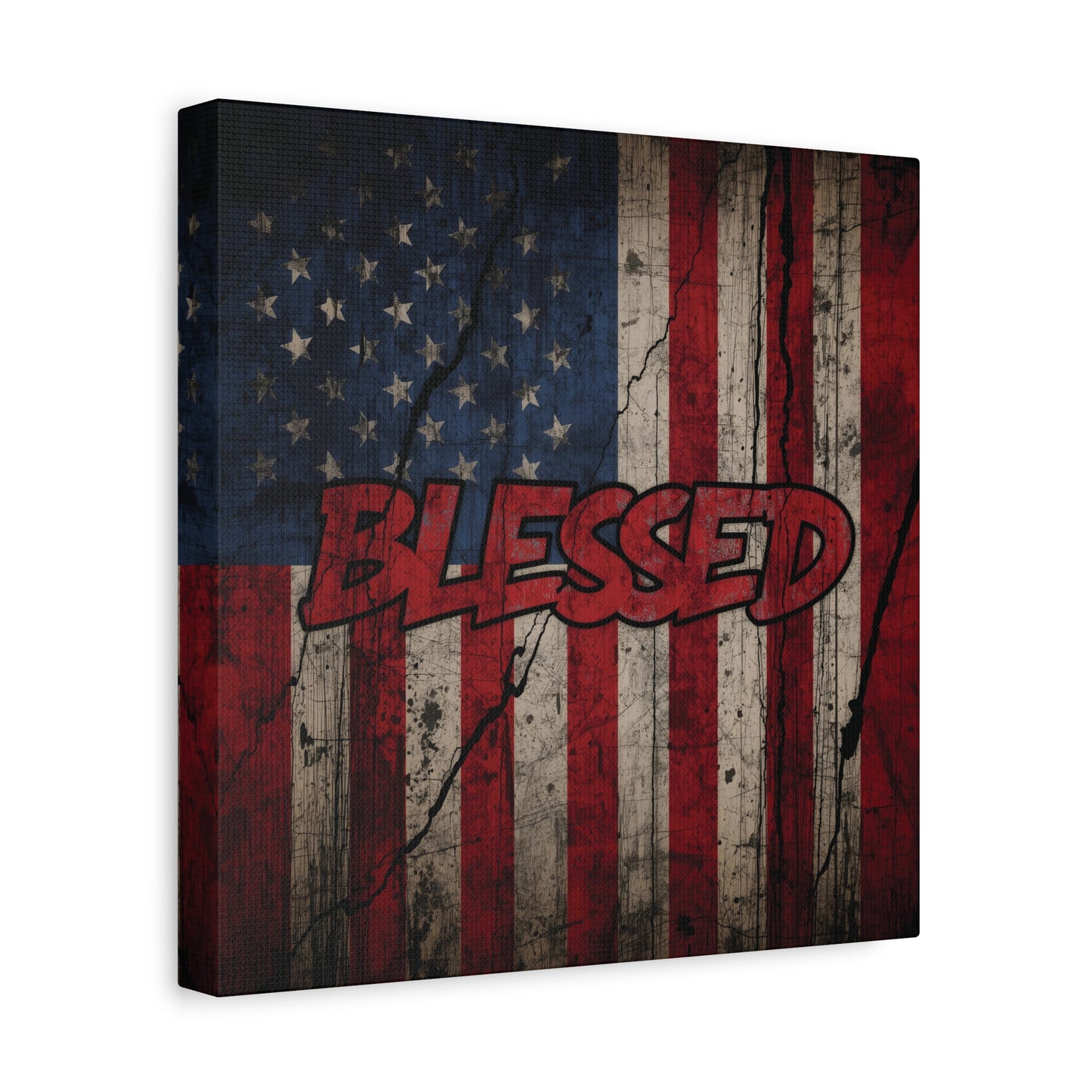 Blessed Patriotic Canvas Wall Art, Americana Decor, Home Wall Decoration, Rustic Flag Artwork, US Flag Decor