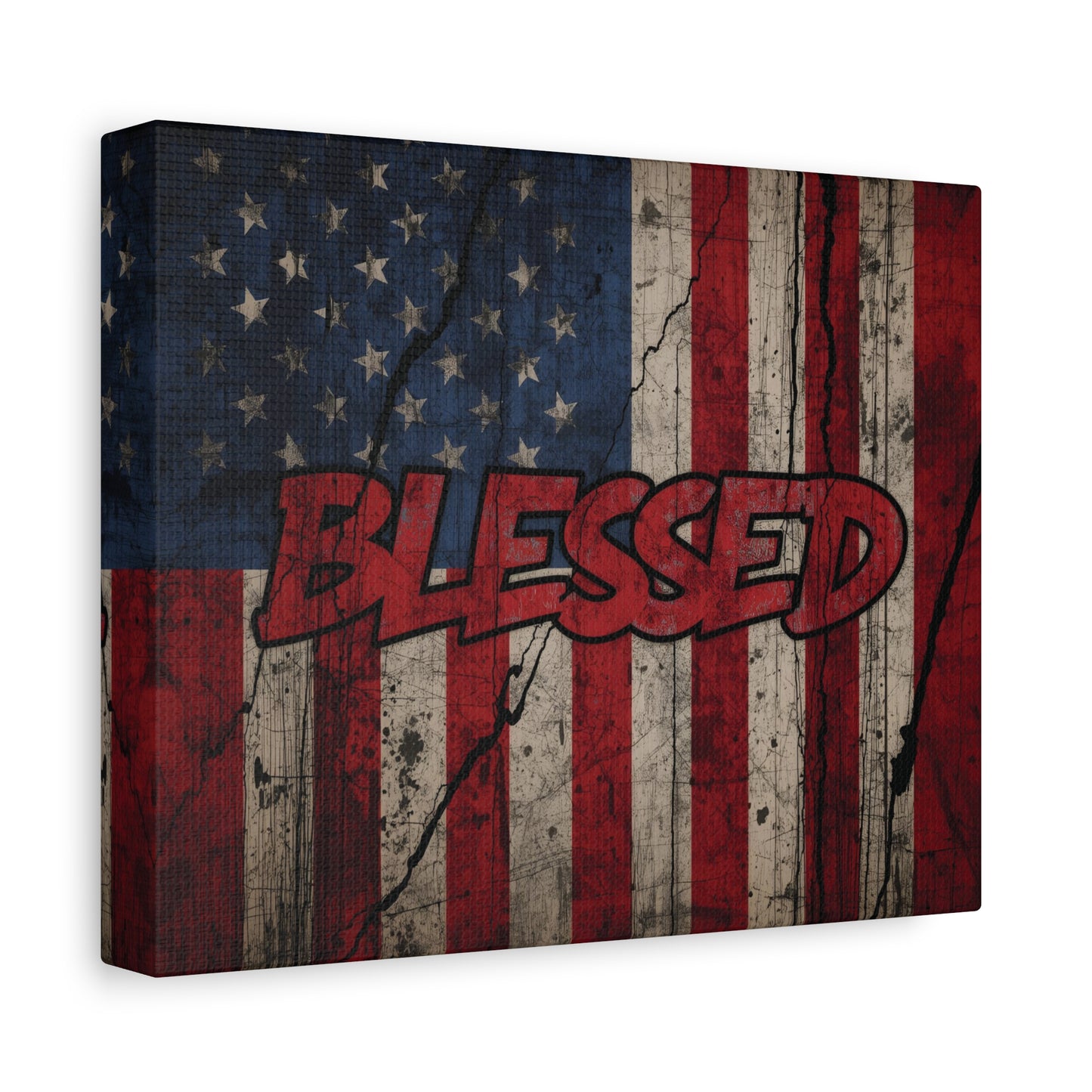 Blessed Patriotic Canvas Wall Art, Americana Decor, Home Wall Decoration, Rustic Flag Artwork, US Flag Decor
