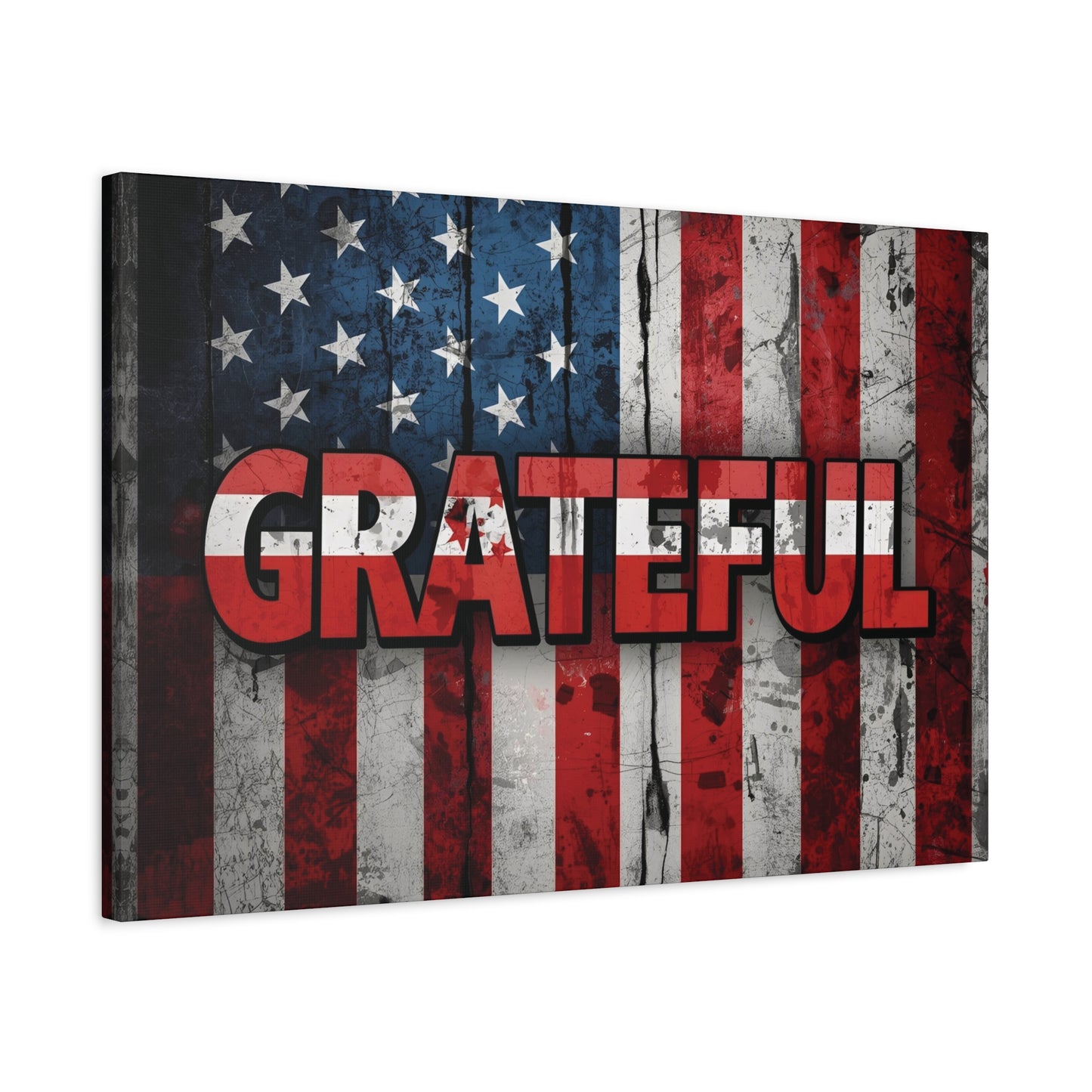 Grateful American Flag Wall Art | Patriotic Canvas Decor, Home Wall Decor, Inspirational Gift, 4th of July Decoration, Veteran's Day
