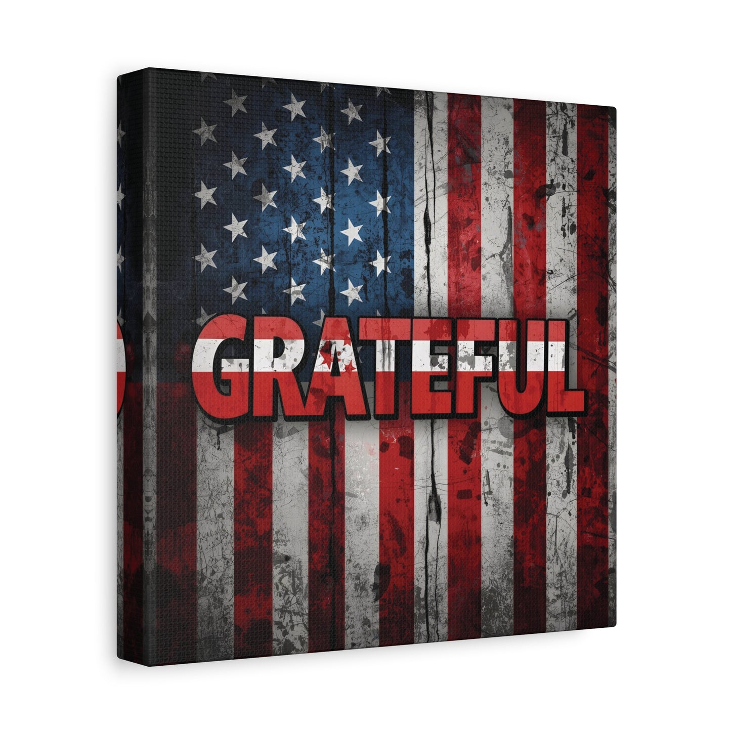 Grateful American Flag Wall Art | Patriotic Canvas Decor, Home Wall Decor, Inspirational Gift, 4th of July Decoration, Veteran's Day