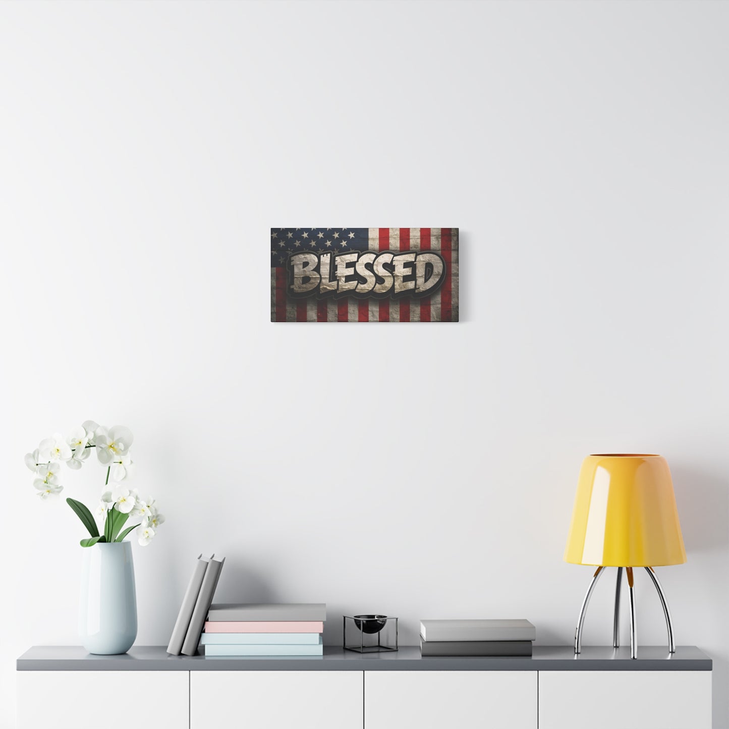 Blessed American Flag Canvas Wall Art, Patriotic Home Decor, Inspirational Gift, Rustic Wall Decor, Americana Artwork