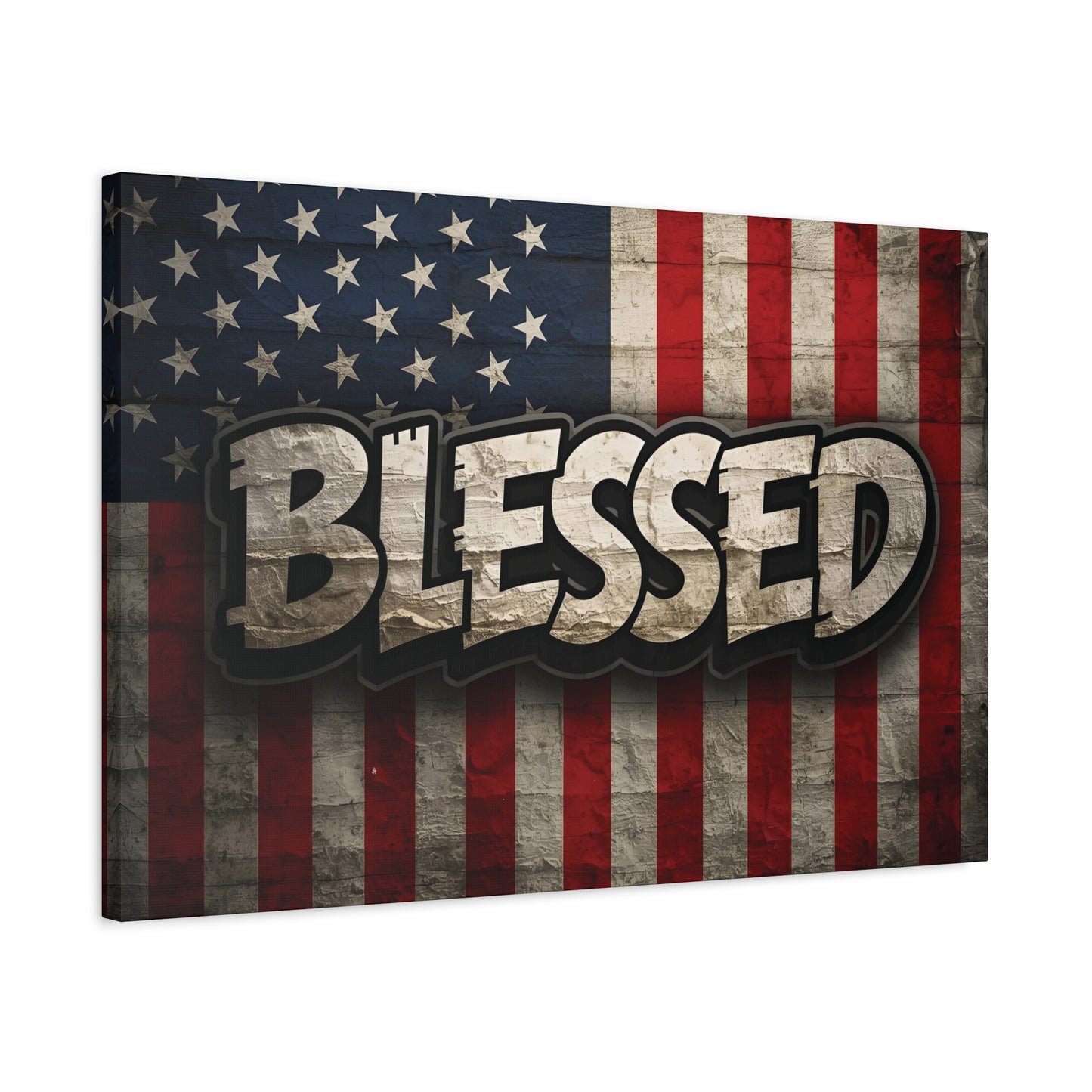 Blessed American Flag Canvas Wall Art, Patriotic Home Decor, Inspirational Gift, Rustic Wall Decor, Americana Artwork