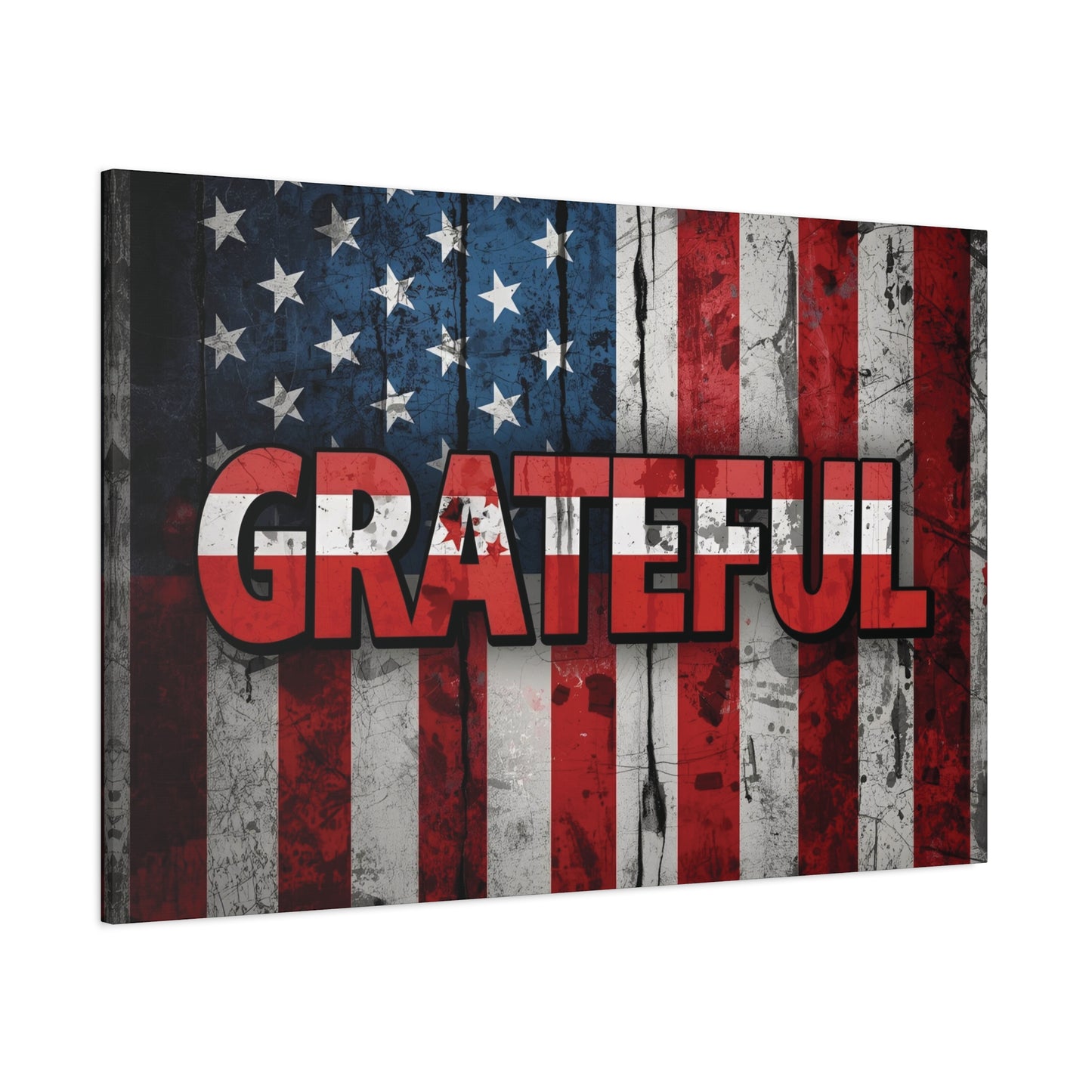 Grateful American Flag Wall Art | Patriotic Canvas Decor, Home Wall Decor, Inspirational Gift, 4th of July Decoration, Veteran's Day