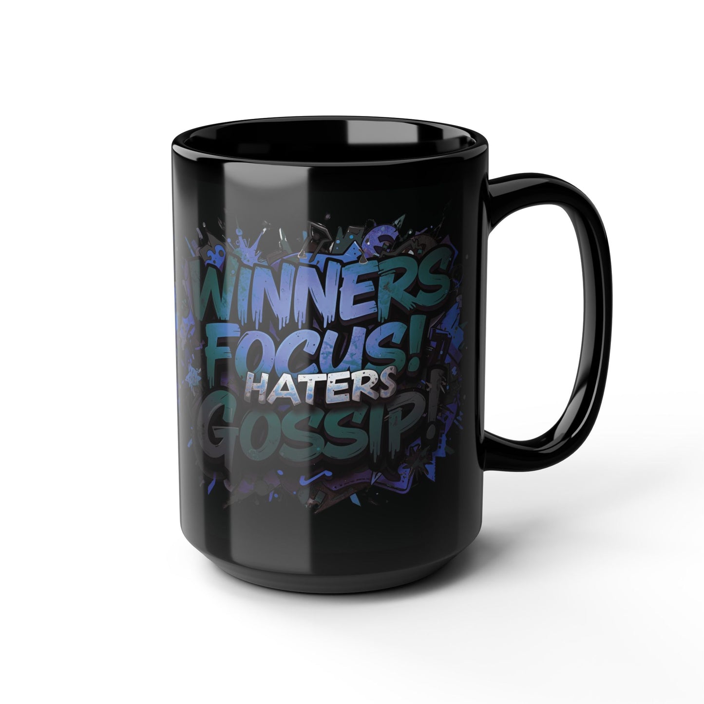 Motivational Black Mug for Winners, Gym Coffee Cup, Inspirational Gift, Home Office Decor, Unique Beverage Container