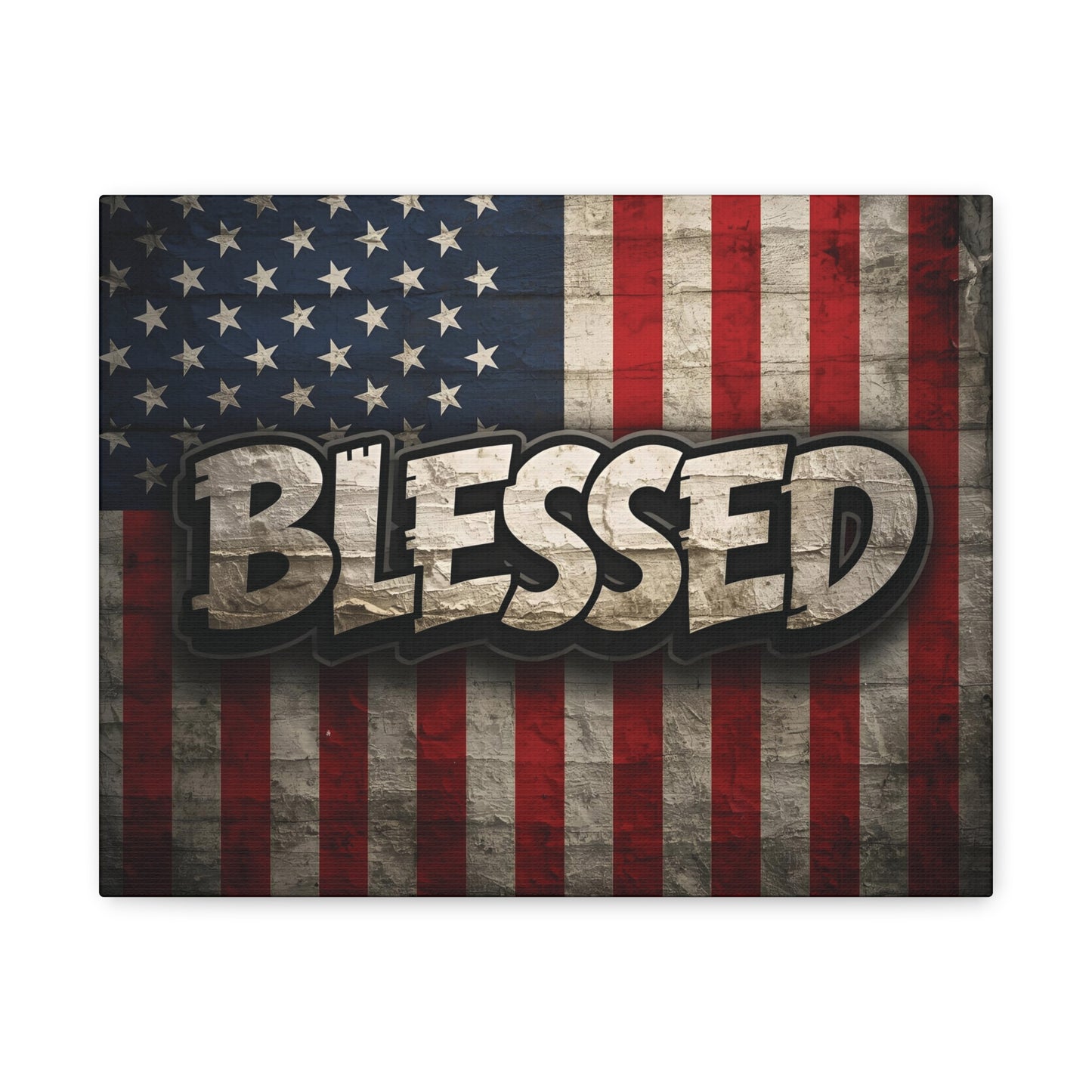 Blessed American Flag Canvas Wall Art, Patriotic Home Decor, Inspirational Gift, Rustic Wall Decor, Americana Artwork