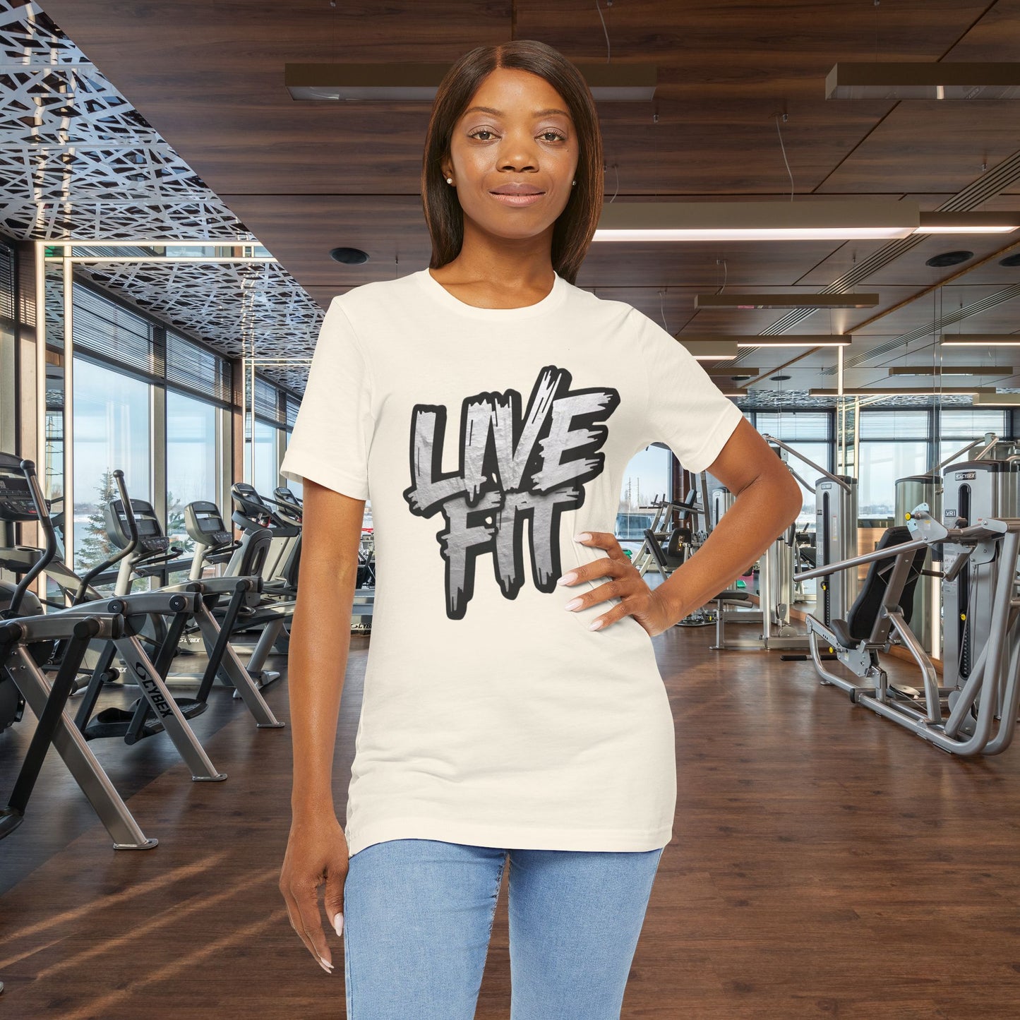 LIVE FIT Unisex Jersey Tee - Fitness Shirt - XS - 4XL - Workout Apparel - Motivational T-Shirt - Casual Wear - Gift for Fitness Enthusiasts