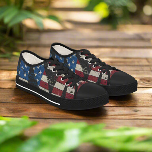 π₯ Eye-Catching π₯ All Over Print π₯ USA π₯ Red White & Blue π₯ Low Top Sneakers π₯ Choice of White Sole π₯ or Black Sole π₯