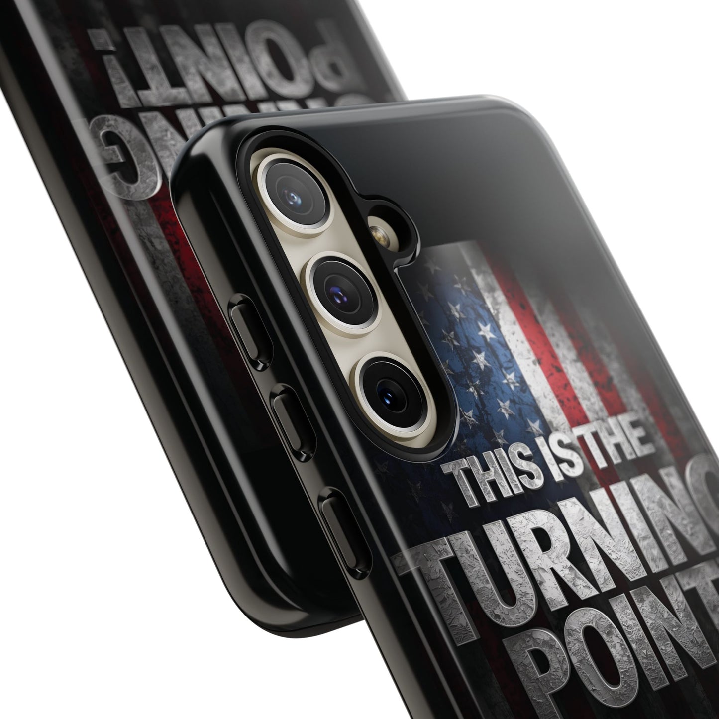 Stunning Patriotic Protective Cell Phone Case - Charlie Kirk - This Is The Turning Point! - Red White Blue - Beautiful American Flag Backdrop Design - Perfect Gift for Everyday Use, Durable Cover, Stylish Protection