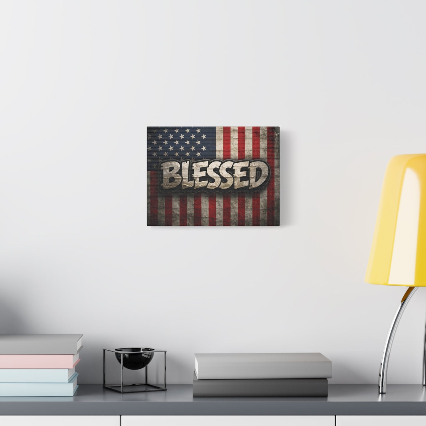 Blessed American Flag Canvas Wall Art, Patriotic Home Decor, Inspirational Gift, Rustic Wall Decor, Americana Artwork