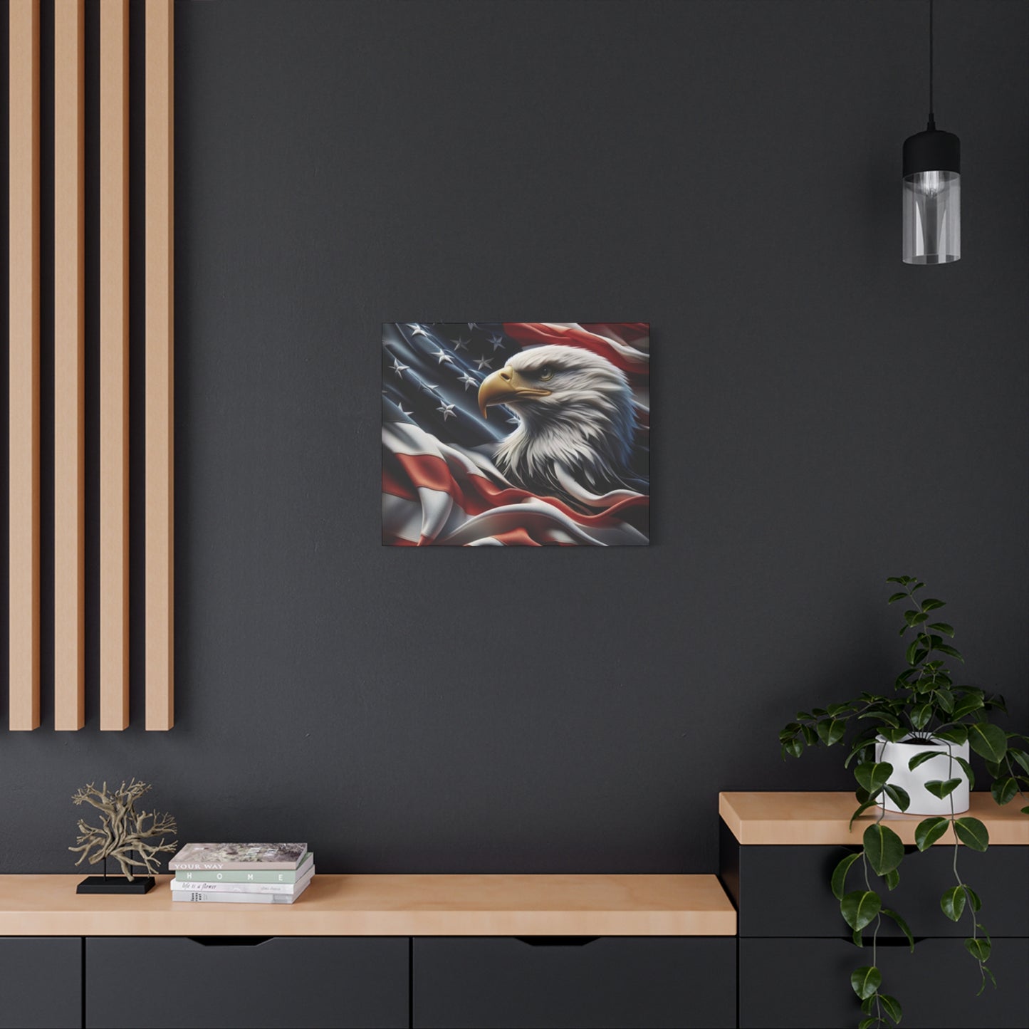Patriotic Eagle Gallery Wrapped Canvas Art - American Flag Wall Decor - Red White Blue - USA Pride - Holiday Gift - 4th of July Home Decoration - Veteran Gift - USA Theme Art - Print On Sides - Mirror Sides -