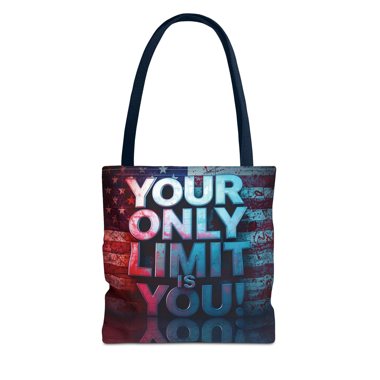 Motivational Tote Bag, Your Only Limit is You!, Inspirational Gift, USA Flag Design, Eco-Friendly Everyday Tote