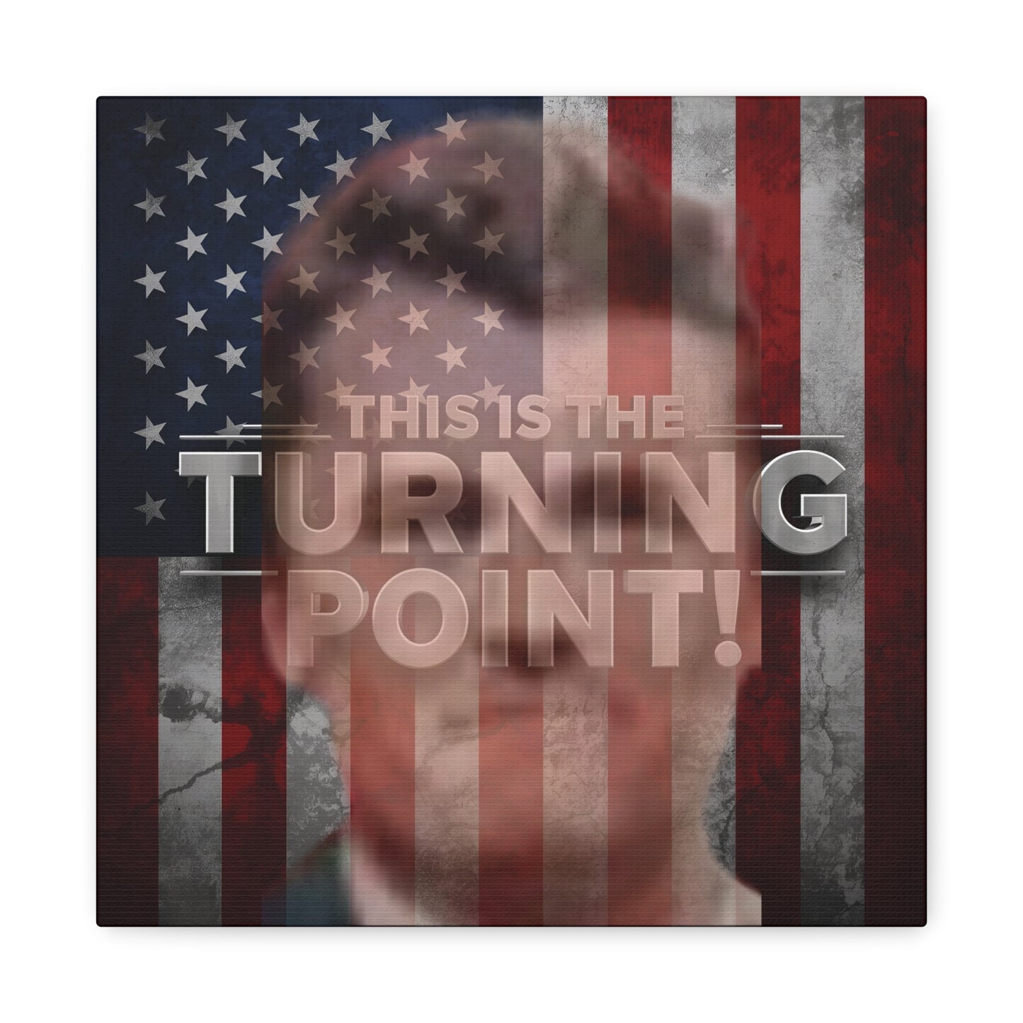 Inspirational Gallery Wrap Canvas Wall Art - Motivational Home Decor - Charlie Kirk - This Is The Turning Point! Artwork - Unique Gift Idea - American Flag Backdrop Design