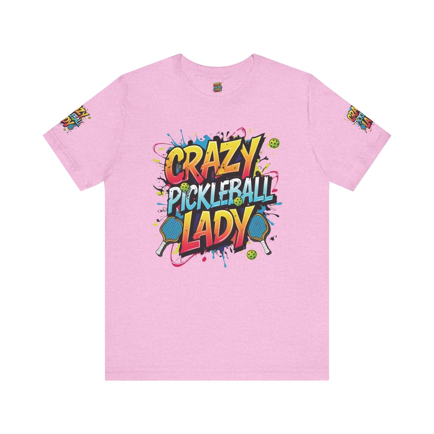 Eye-Catching Crazy Pickleball Lady T-Shirt - Fun Graphic Tee for Pickleball Enthusiasts Sizes XS-5XL