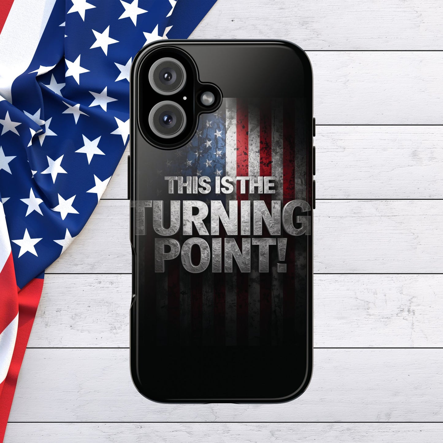 Stunning Patriotic Protective Cell Phone Case - Charlie Kirk - This Is The Turning Point! - Red White Blue - Beautiful American Flag Backdrop Design - Perfect Gift for Everyday Use, Durable Cover, Stylish Protection
