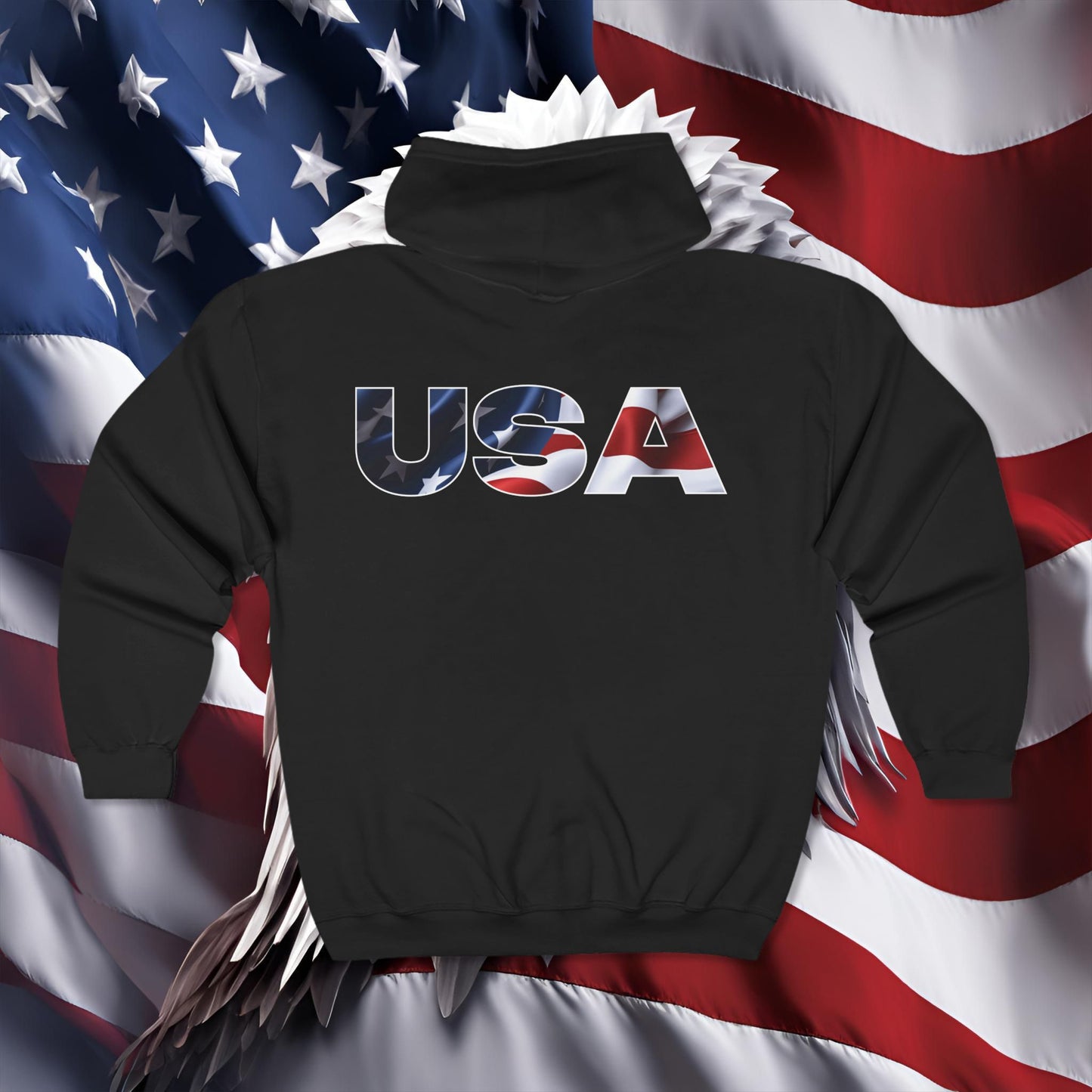 š„ USA š„ Red White & Blue š„ Full Zip š„ Hooded Sweatshirt š„ 4 Colors š„ Sport Grey š„ Black š„ Dark Heather š„ Navy š„ Sizes S - 3XL š„
