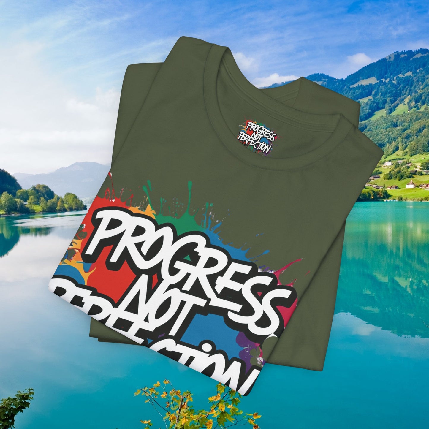 💥 Vibrant 💥 Eye-catching 💥 Motivational 💥 All Over Print 💥 Unisex T-shirt 💥 Progress Not Perfection 💥 Art-Inspired 💥 Apparel 💥 Sizes XS x 4XL 💥
