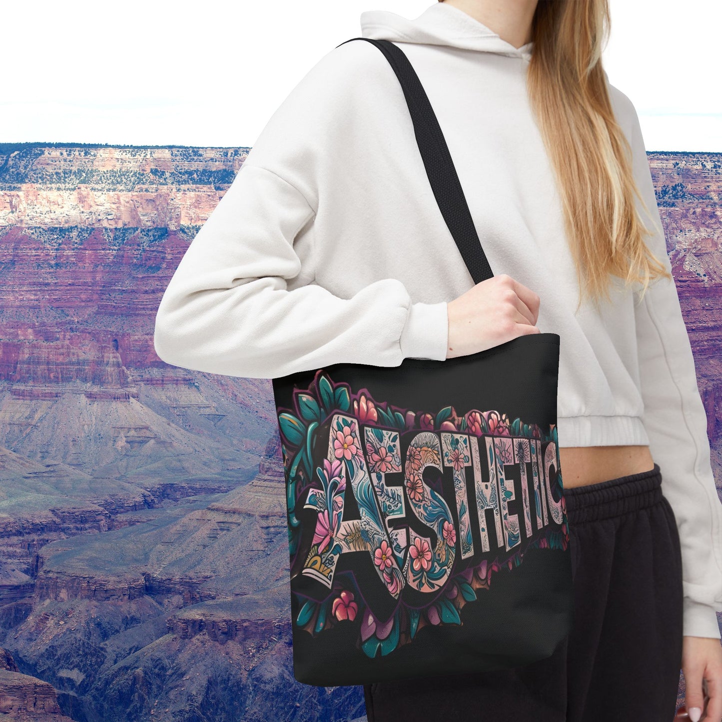 Eye-Catching - Aesthetic - Floral Tote Bag - Chic Reusable - Shopping Bag - Eco-Friendly Grocery Tote - Boho Style Handbag - Gift for Art Lovers - Travel Accessory -
