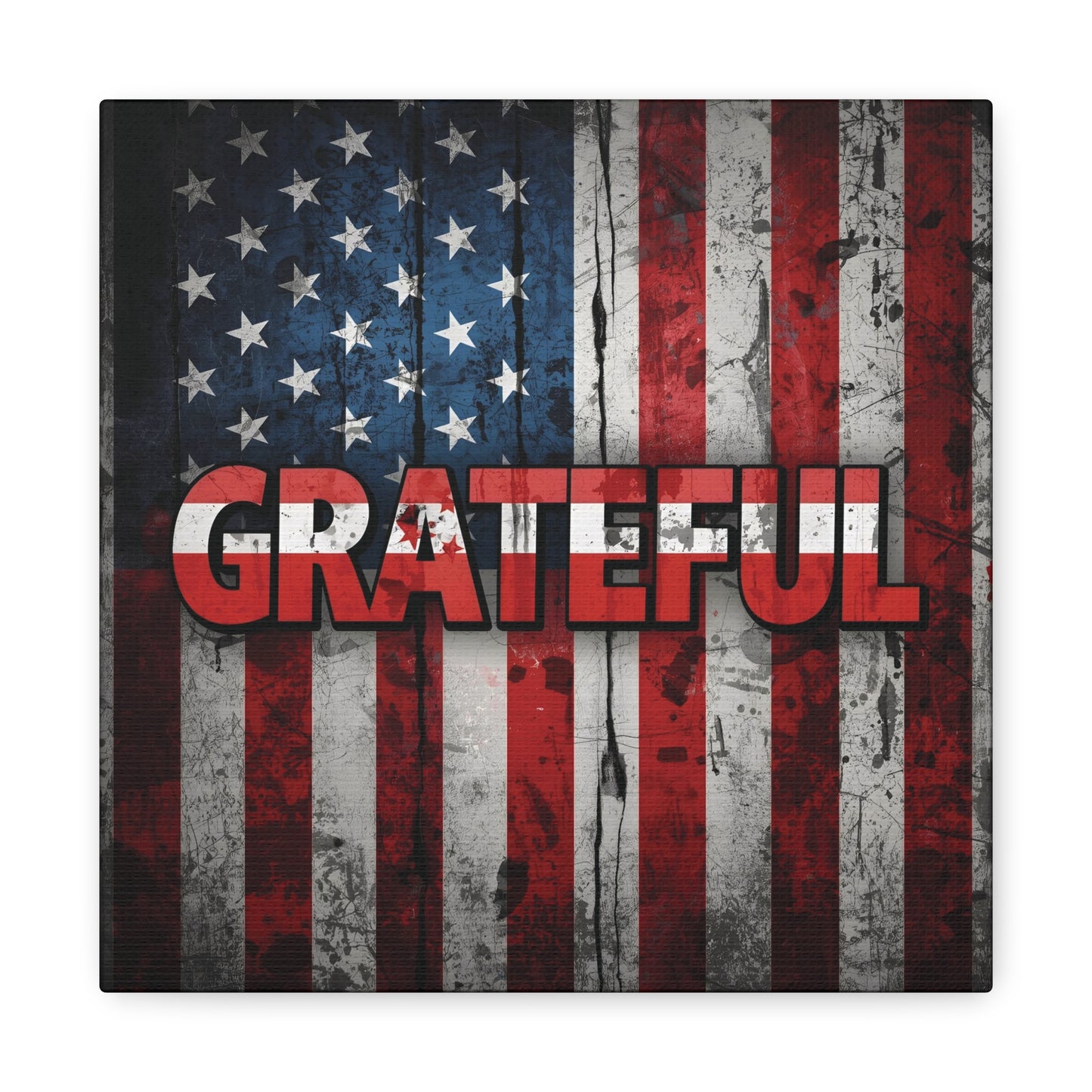 Grateful American Flag Wall Art | Patriotic Canvas Decor, Home Wall Decor, Inspirational Gift, 4th of July Decoration, Veteran's Day