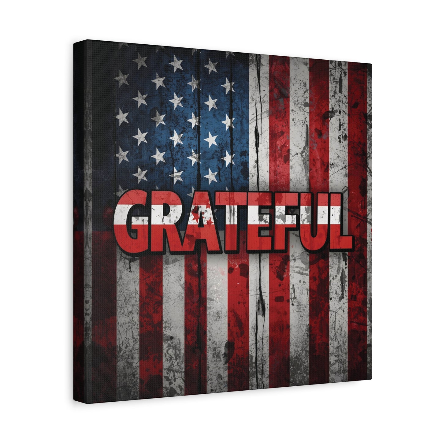 Grateful American Flag Wall Art | Patriotic Canvas Decor, Home Wall Decor, Inspirational Gift, 4th of July Decoration, Veteran's Day