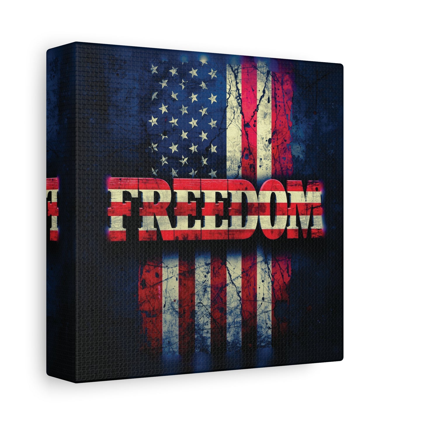 Patriotic Wall Art Print - Freedom Design Canvas Decor - American Flag Red White & Blue Artwork - Christmas Gifts - Independence Day Decoration - Home Gallery Piece -