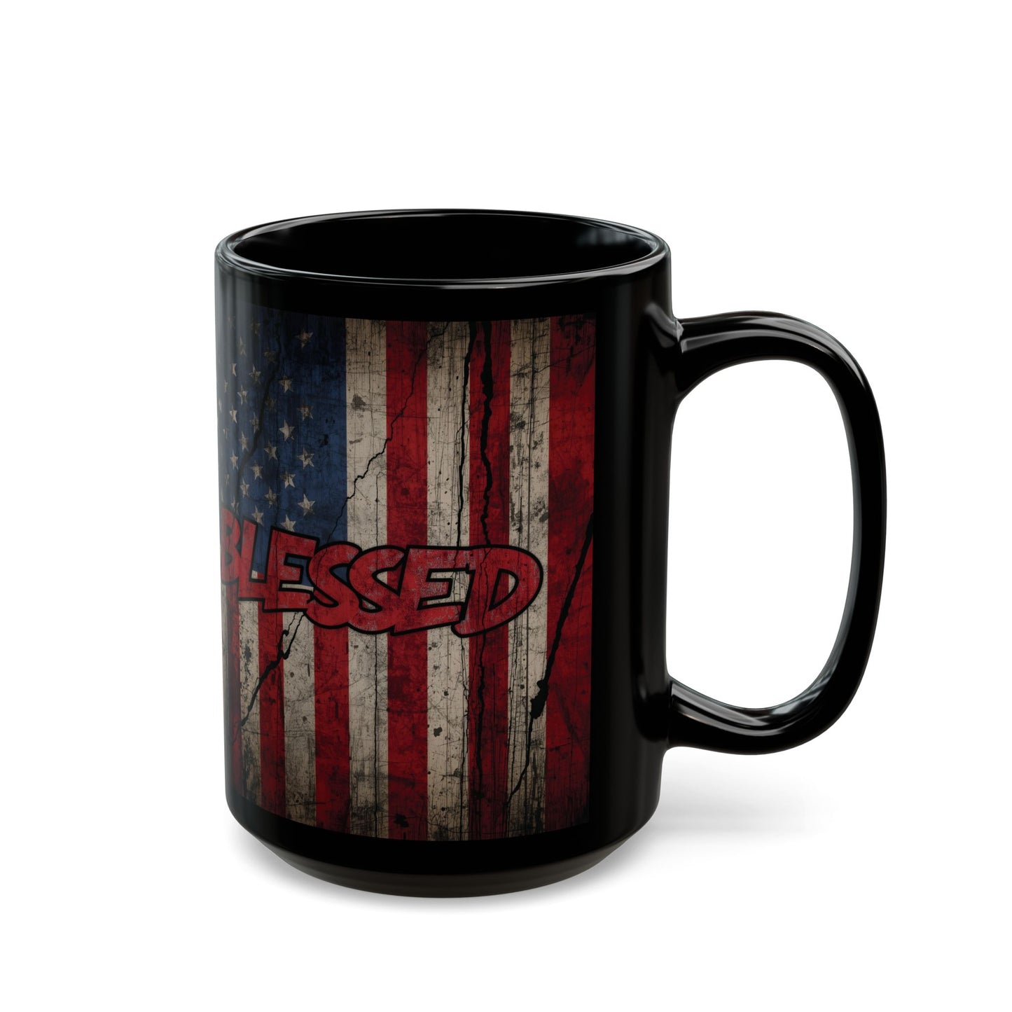 Sleek Patriotic Blessed Mug - 11oz & 15oz - American Flag Design, Perfect for Gifts, Coffee Lovers, July 4th, Home Decor, Rustic Style