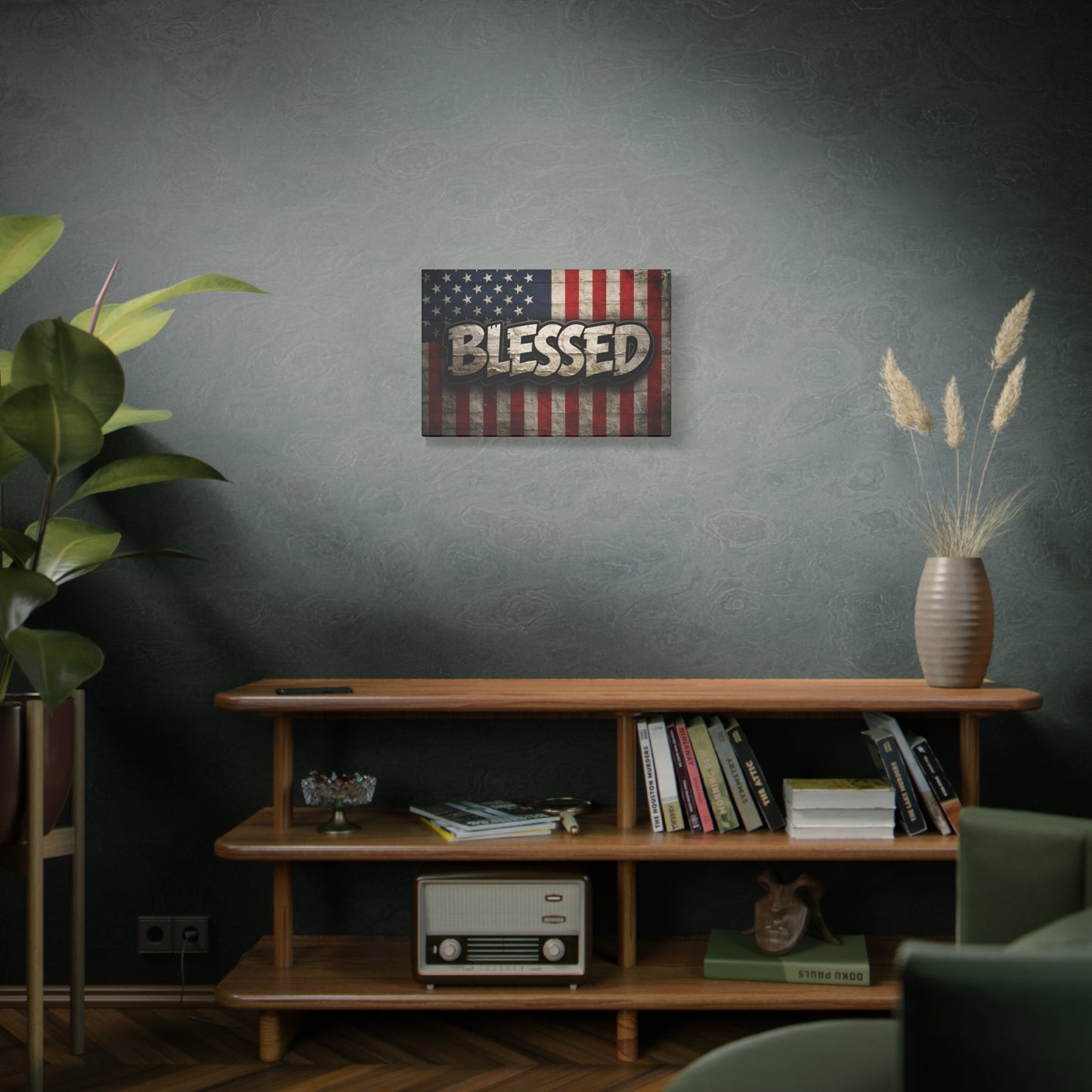 Blessed - Vintage American Flag - Red White & Blue - Canvas Wall Art - Patriotic Home Decor - Inspirational Gift - Rustic Wall Decor - Americana Artwork -