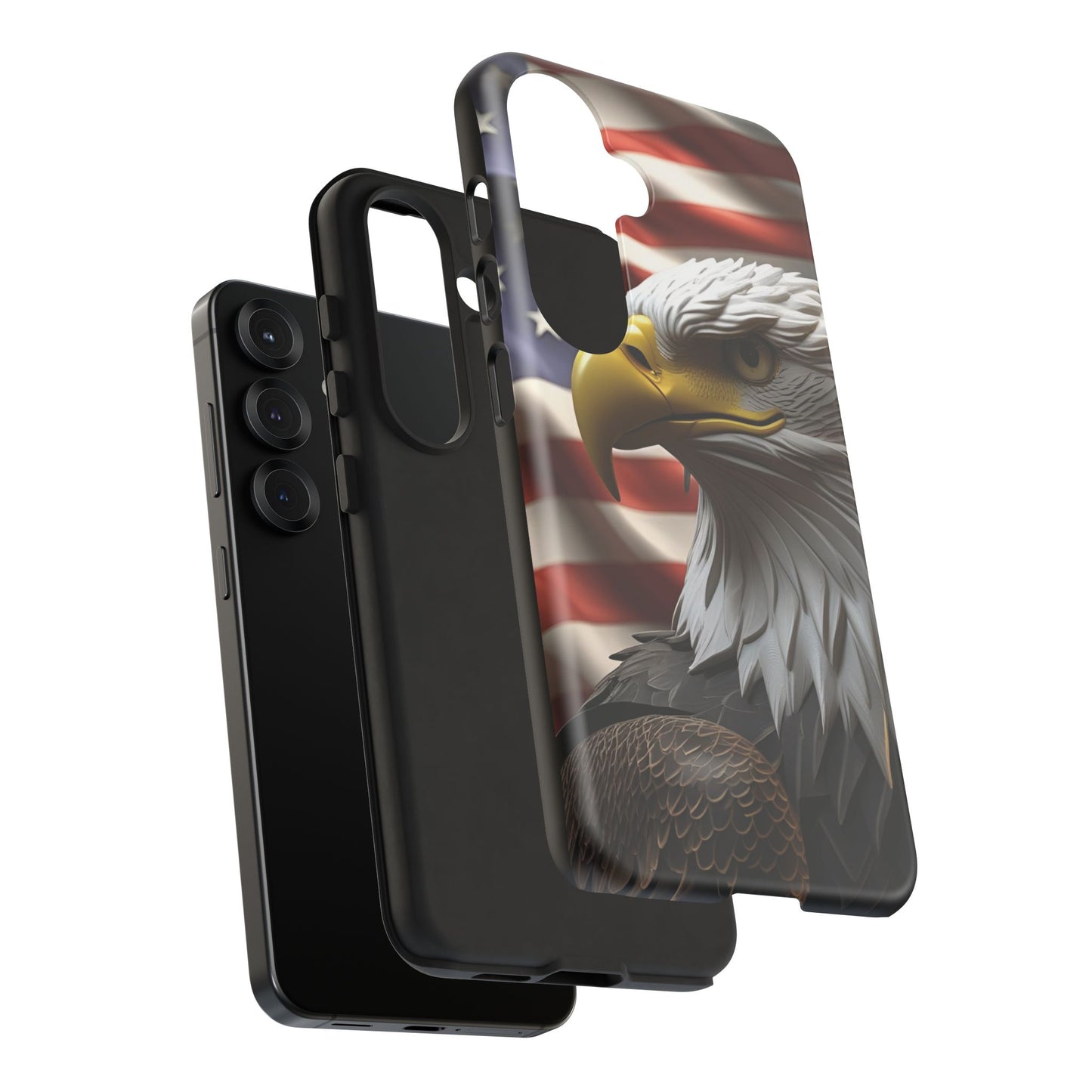 Tough Phone Cases - Patriotic - American Flag Eagle Design - Red White & Blue - Multiple Sizes -