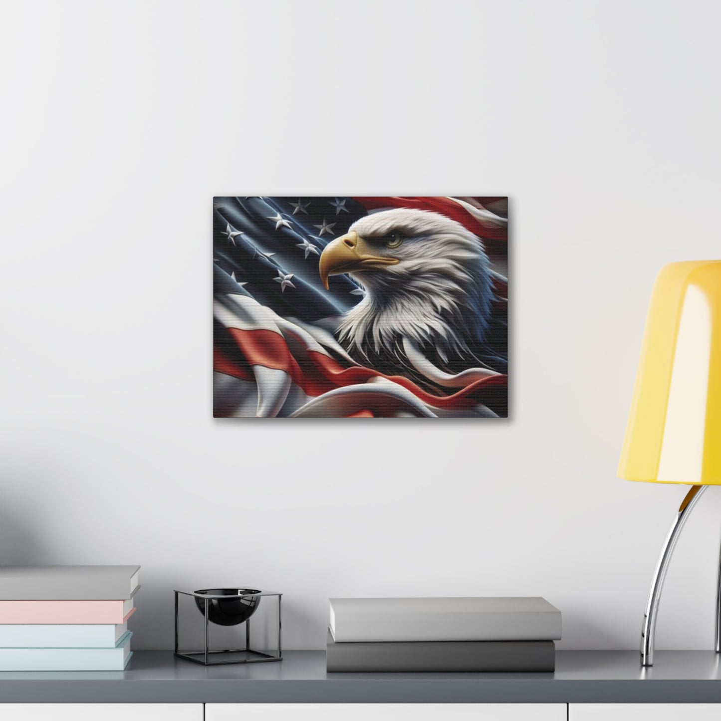 Patriotic Canvas Wall Art, American Eagle & Flag Print, Home Decor for Veterans, Memorial Day, Independence Day, Gifts