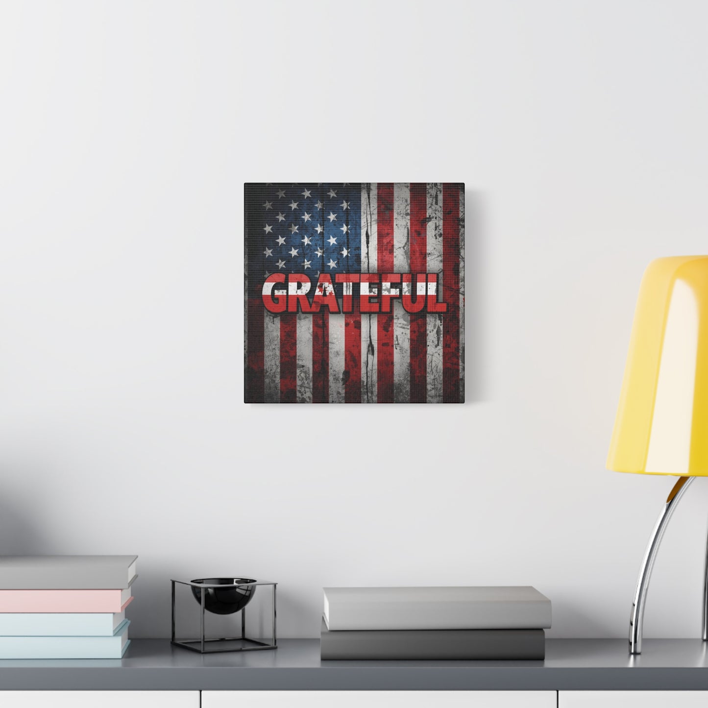 Grateful American Flag Wall Art | Patriotic Canvas Decor, Home Wall Decor, Inspirational Gift, 4th of July Decoration, Veteran's Day