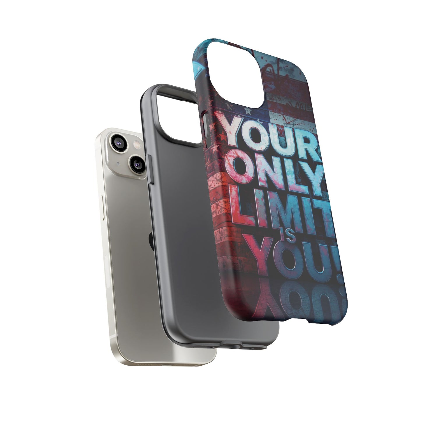 Tough Cases Phone Case -Your Only Limit Is You! Motivational Design, Inspirational Gift, Customizable Cover, USA Flag, Adventure Vibes