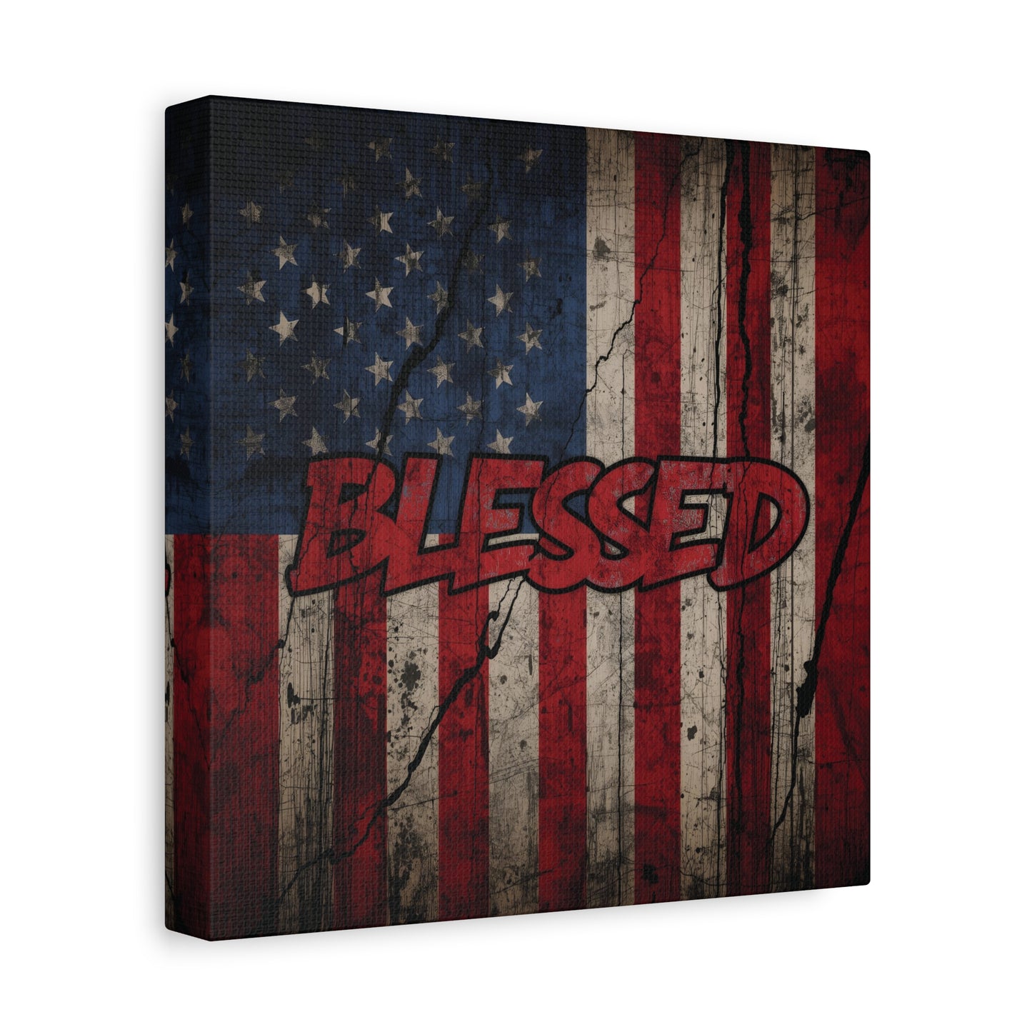 Blessed Patriotic Canvas Wall Art, Americana Decor, Home Wall Decoration, Rustic Flag Artwork, US Flag Decor