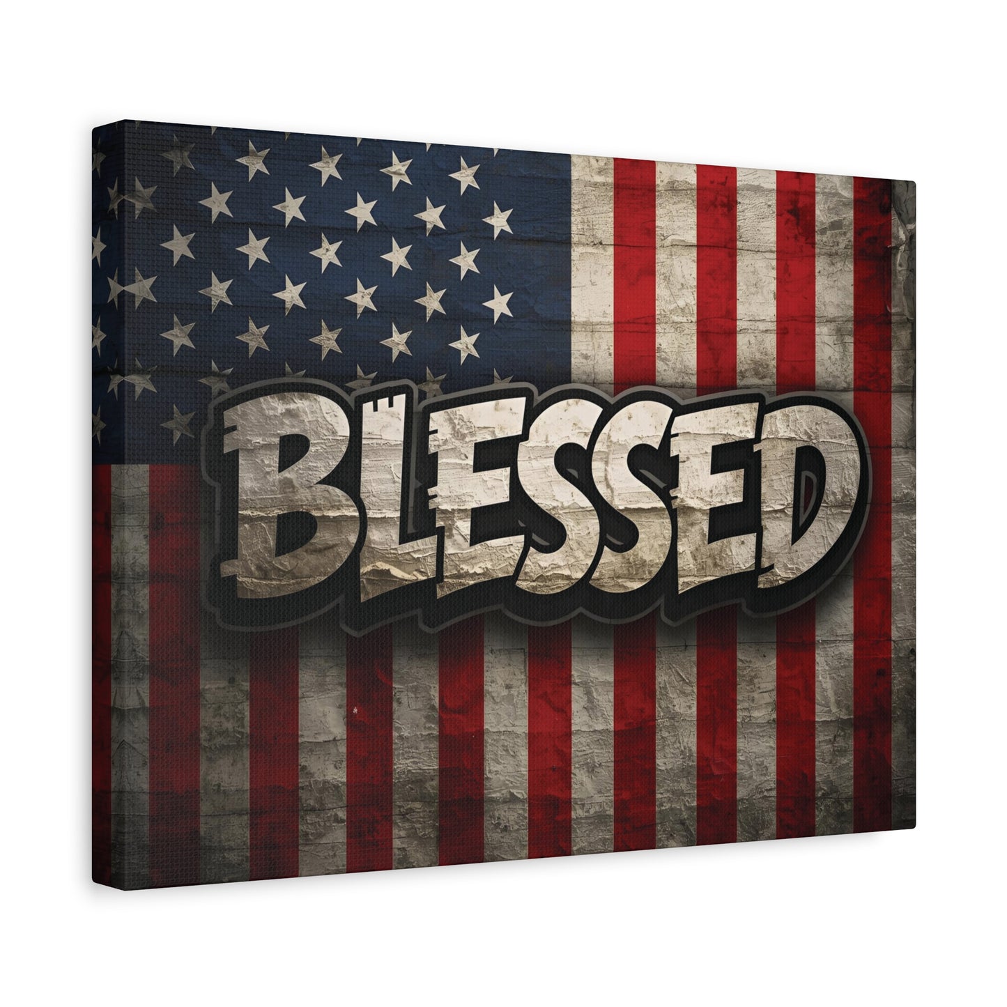 Blessed American Flag Canvas Wall Art, Patriotic Home Decor, Inspirational Gift, Rustic Wall Decor, Americana Artwork