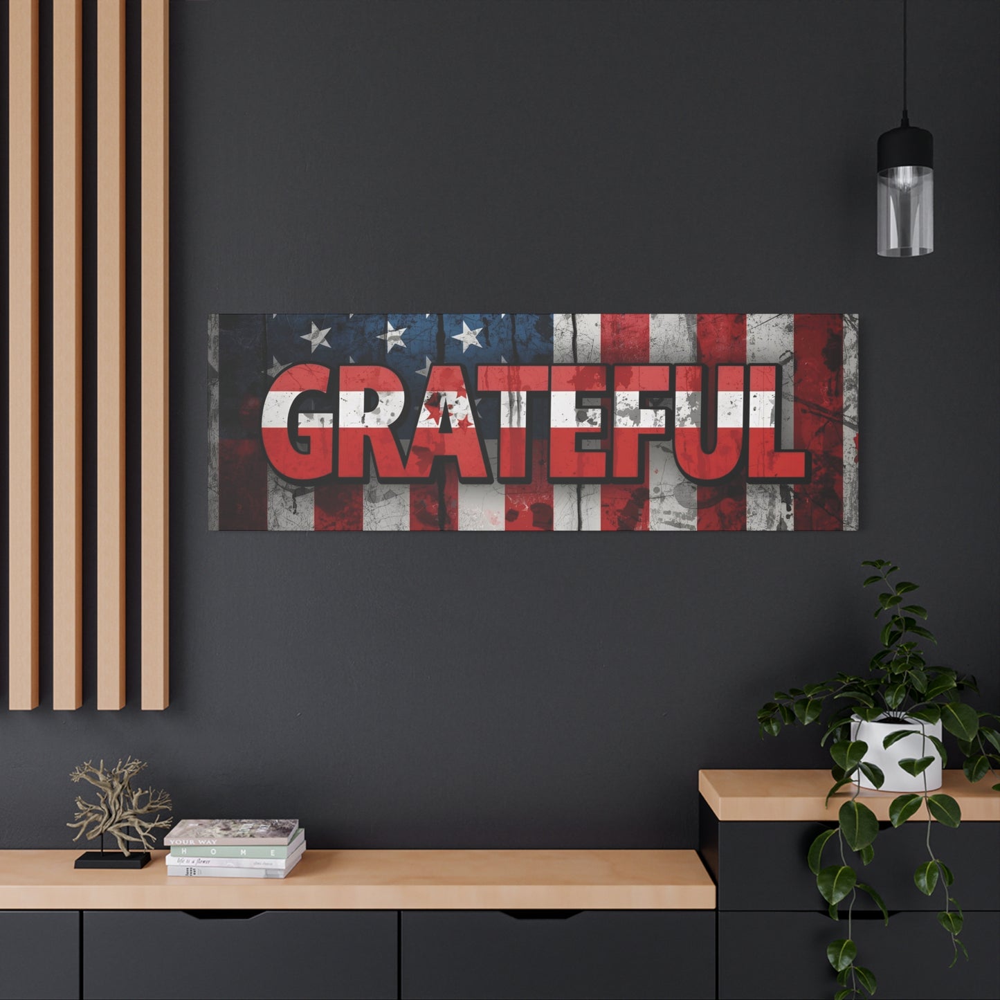 Grateful American Flag Wall Art | Patriotic Canvas Decor, Home Wall Decor, Inspirational Gift, 4th of July Decoration, Veteran's Day