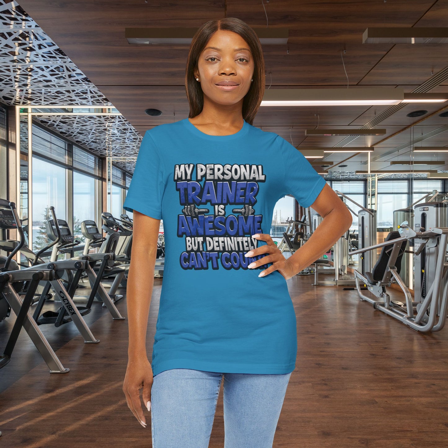 Funny - My Personal Trainer Is Awesome But Definitely Can’t Count! Tee - Great Gift for Fitness Lovers - Gym Humor Shirt - Workout Apparel - Personal Trainer Gift - Fitness Motivation Tee - XS - 4XL