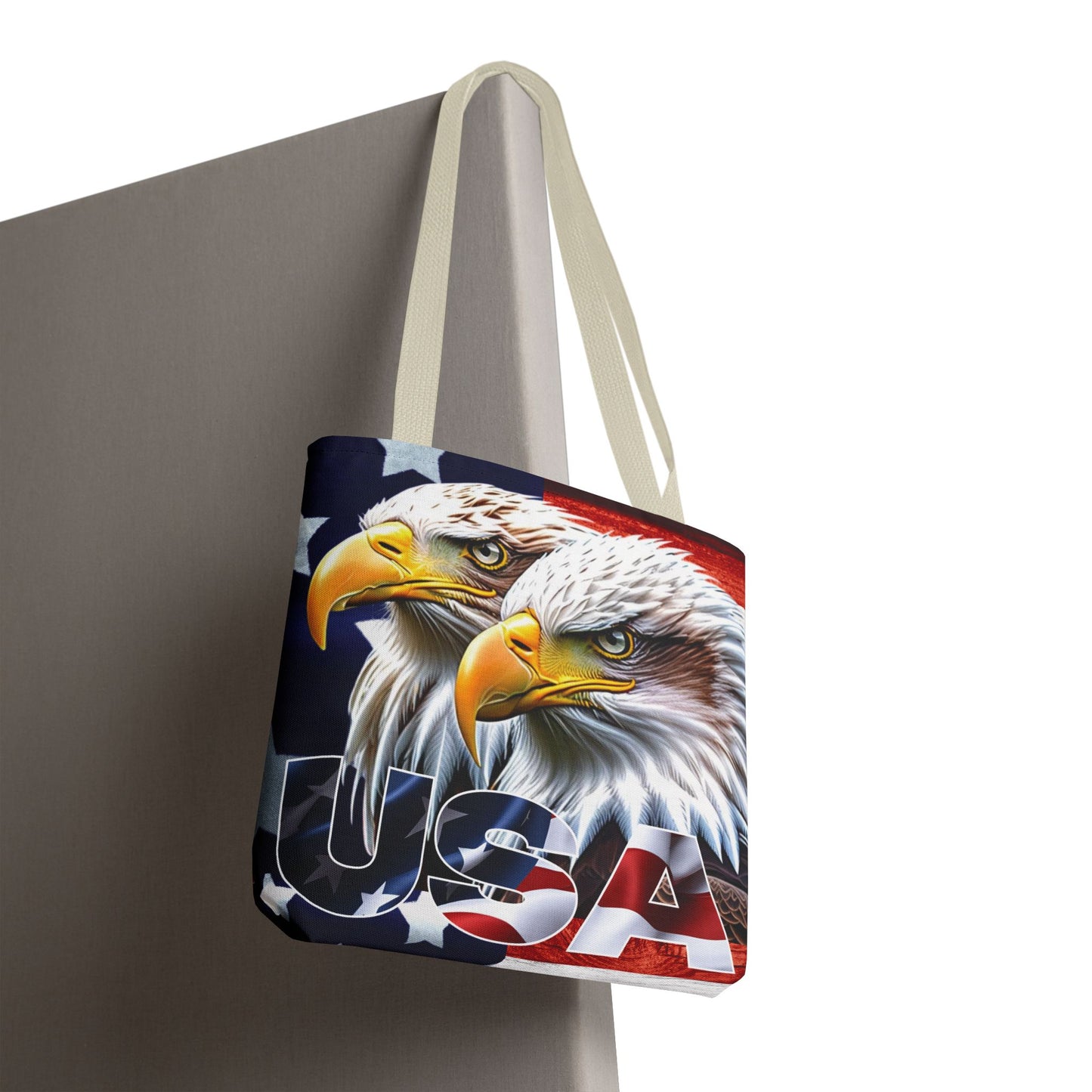 ๐บ๐ธ Patriotic ๐บ๐ธ USA ๐บ๐ธ Bald Eagles ๐บ๐ธ Tote Bag ๐บ๐ธ All Over Print ๐บ๐ธ American Flag Design ๐บ๐ธ Five Different Handle Colors ๐บ๐ธ Red ๐บ๐ธ Navy ๐บ๐ธ Black ๐บ๐ธ Beige ๐บ๐ธ White