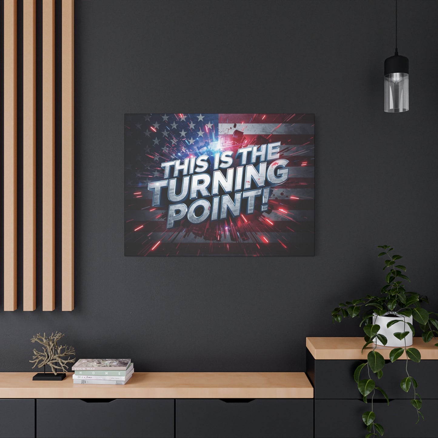 Canvas Print - Patriotic Wall Art - Stunning - Red White Blue - American Flag Backdrop - Charlie Kirk Inspired - This Is The Turning Point! - Multiple Sizes -