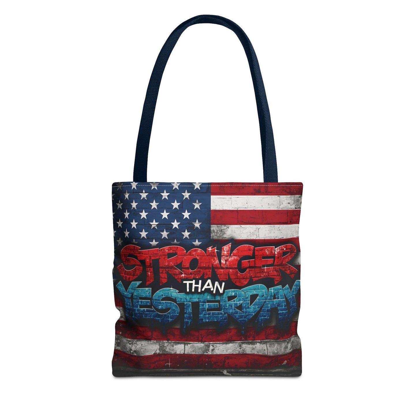 Patriotic Red White Blue Tote Bag - Stronger Than Yesterday - Perfect for Fourth of July, Gym, Beach, Shopping, Gifts