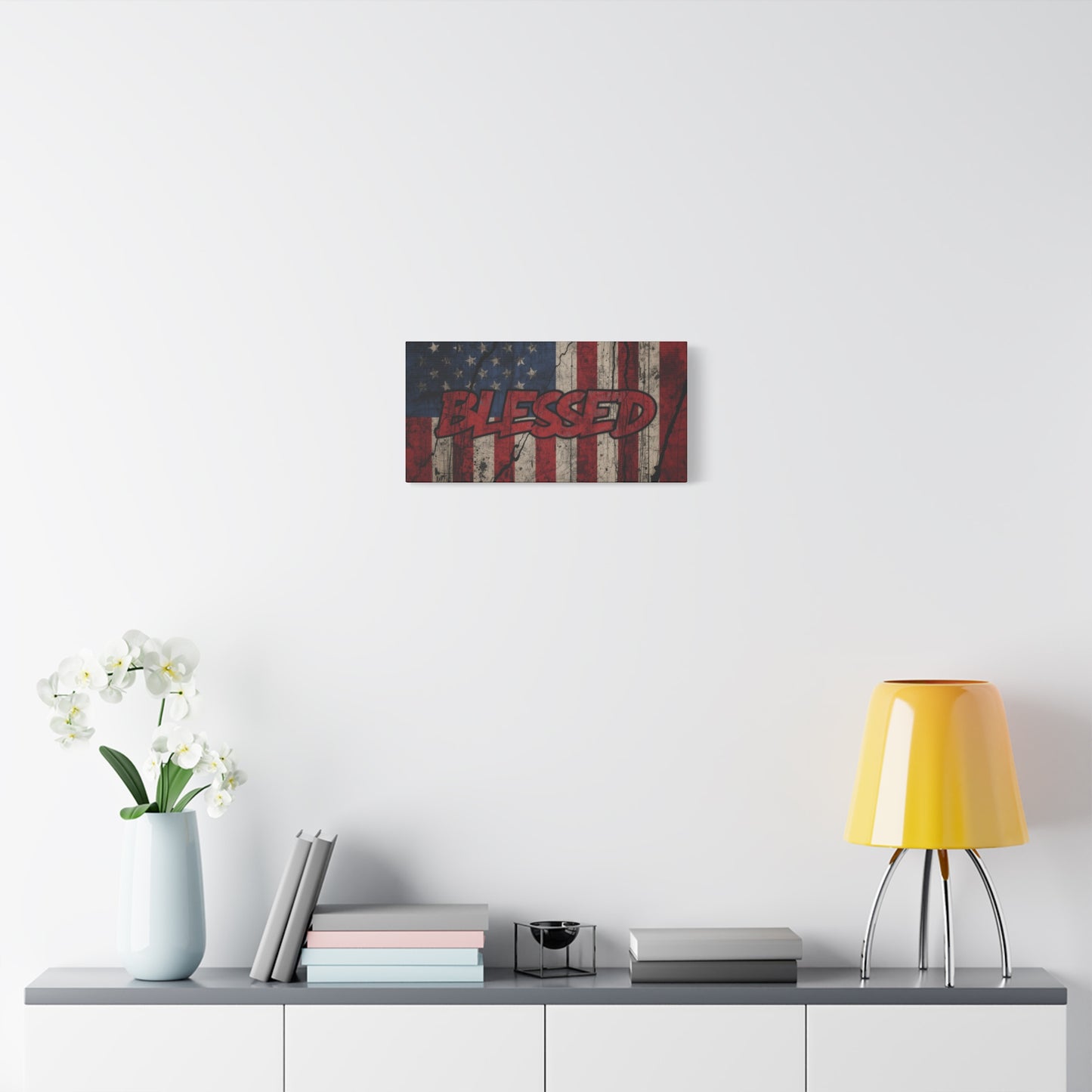 Blessed Patriotic Canvas Wall Art, Americana Decor, Home Wall Decoration, Rustic Flag Artwork, US Flag Decor
