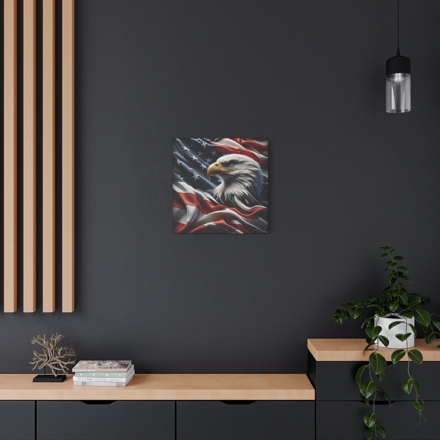 Patriotic Eagle Gallery Wrapped Canvas Art - American Flag Wall Decor - Red White Blue - USA Pride - Holiday Gift - 4th of July Home Decoration - Veteran Gift - USA Theme Art - Print On Sides - Mirror Sides -