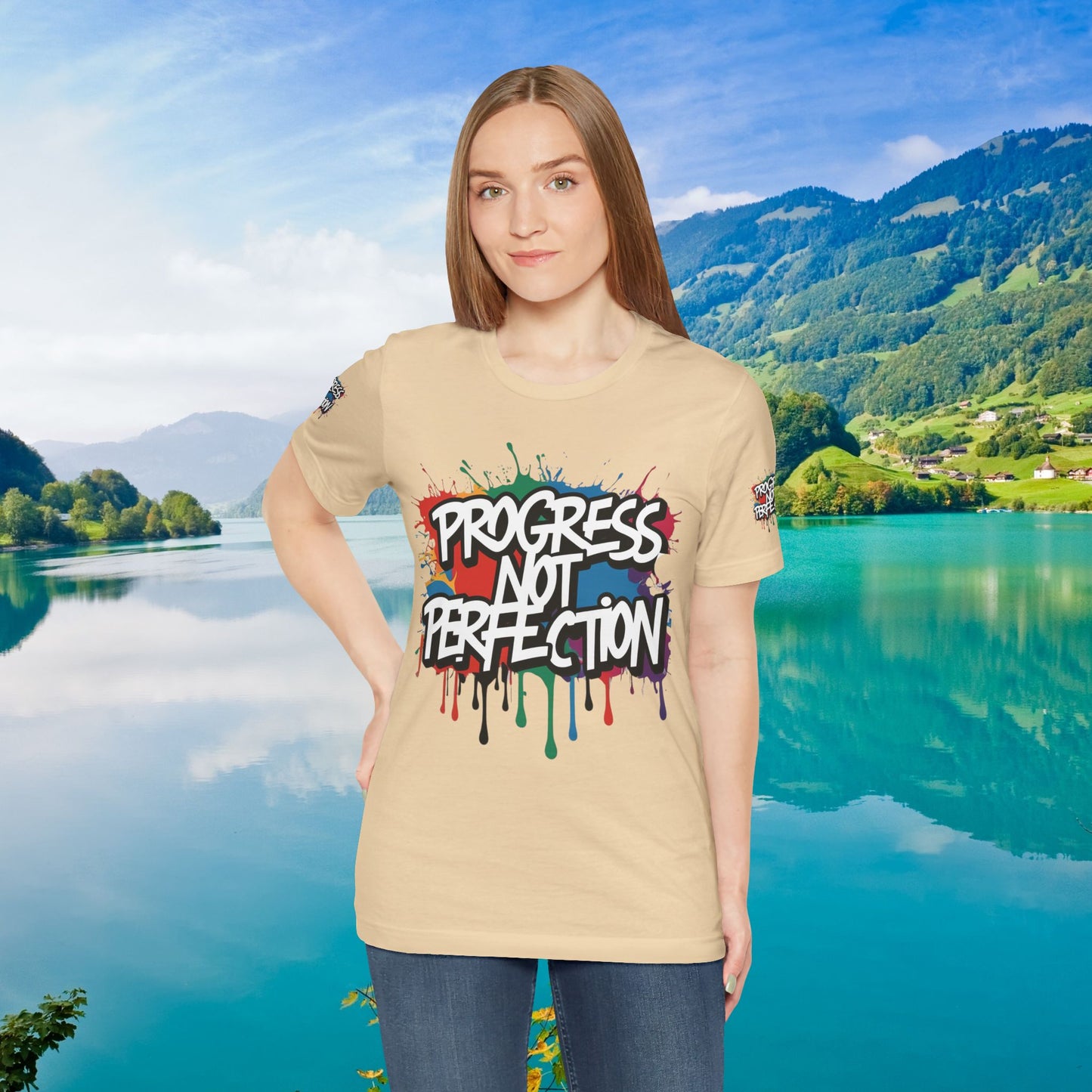 💥 Vibrant 💥 Eye-catching 💥 Motivational 💥 All Over Print 💥 Unisex T-shirt 💥 Progress Not Perfection 💥 Art-Inspired 💥 Apparel 💥 Sizes XS x 4XL 💥