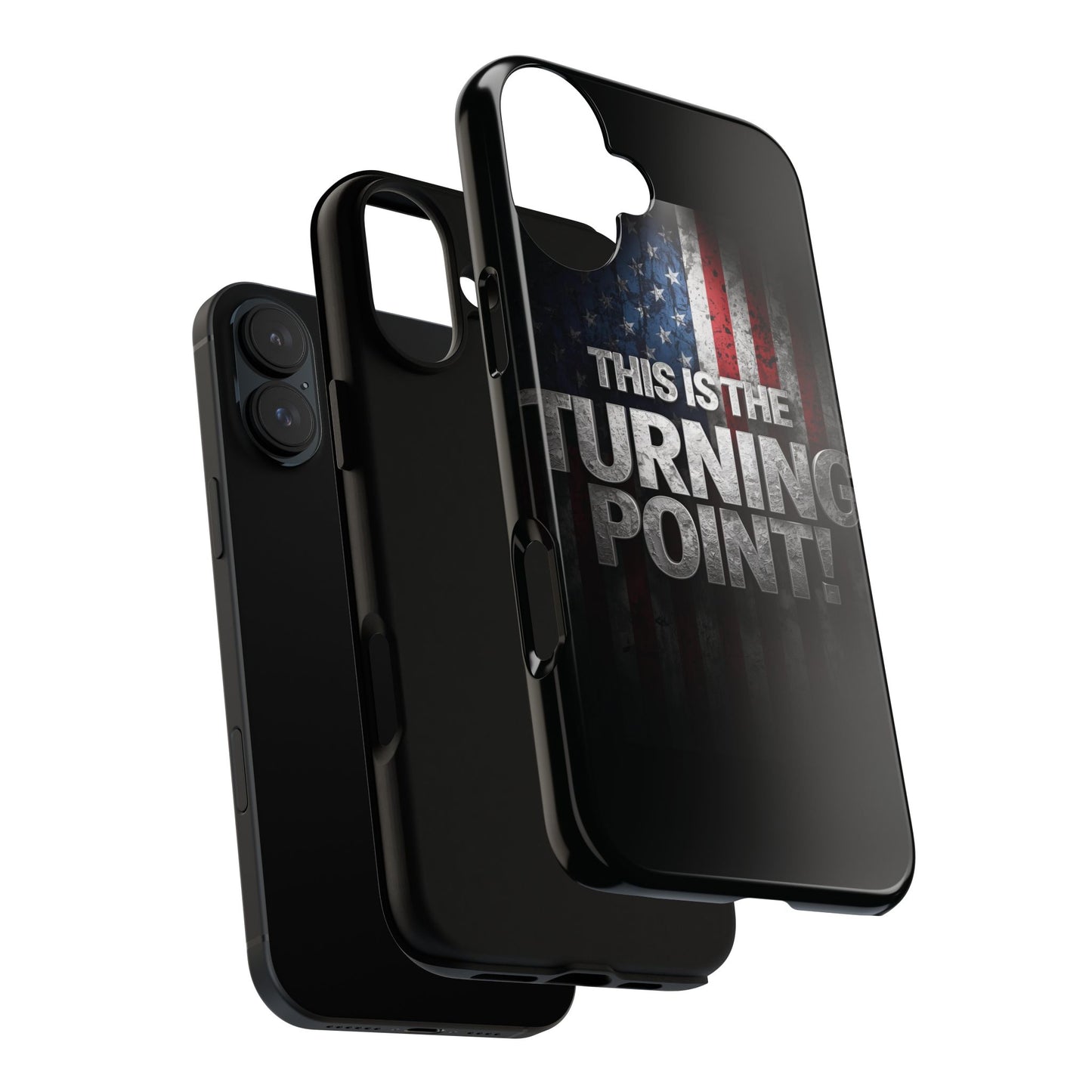 Stunning Patriotic Protective Cell Phone Case - Charlie Kirk - This Is The Turning Point! - Red White Blue - Beautiful American Flag Backdrop Design - Perfect Gift for Everyday Use, Durable Cover, Stylish Protection