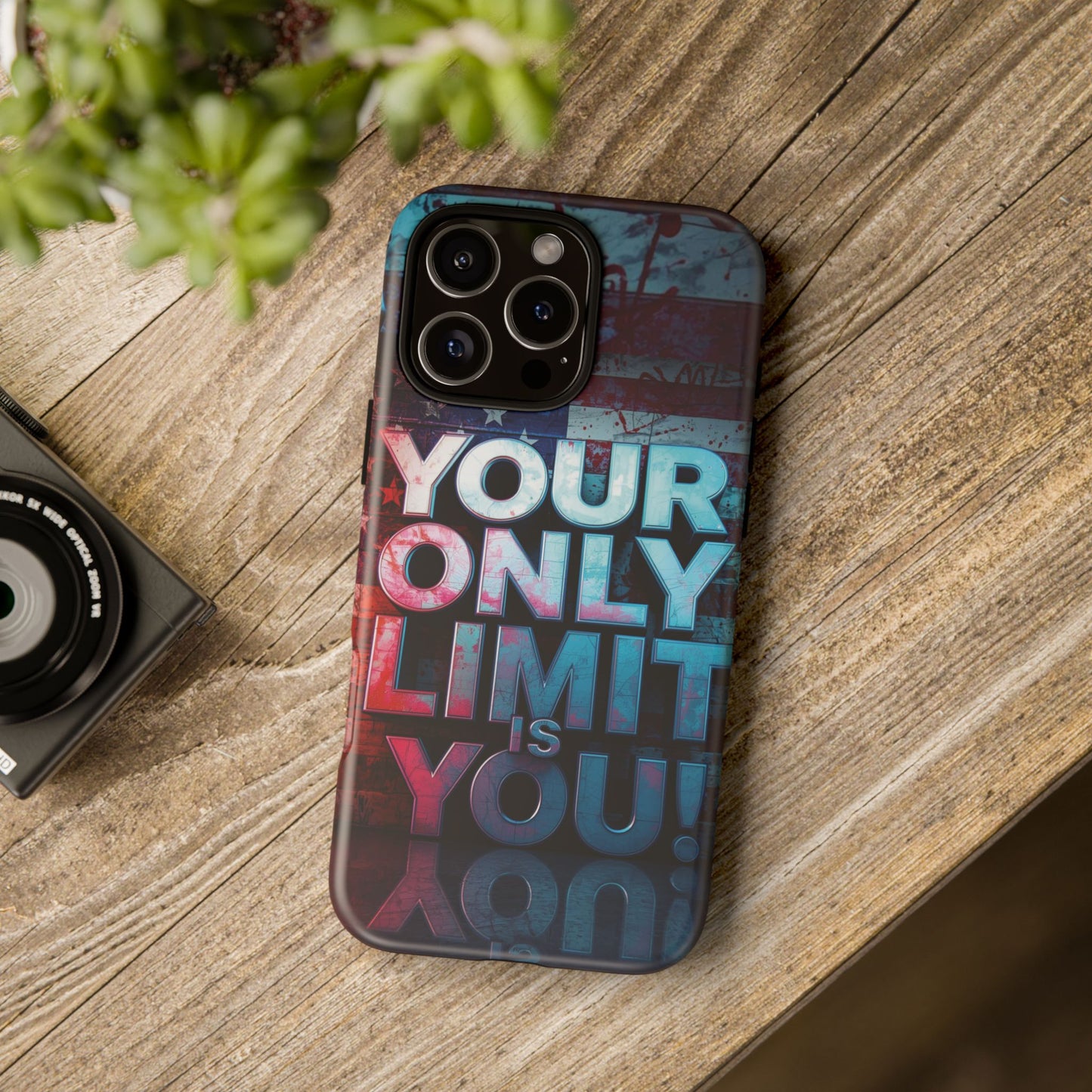 Tough Cases Phone Case -Your Only Limit Is You! Motivational Design, Inspirational Gift, Customizable Cover, USA Flag, Adventure Vibes