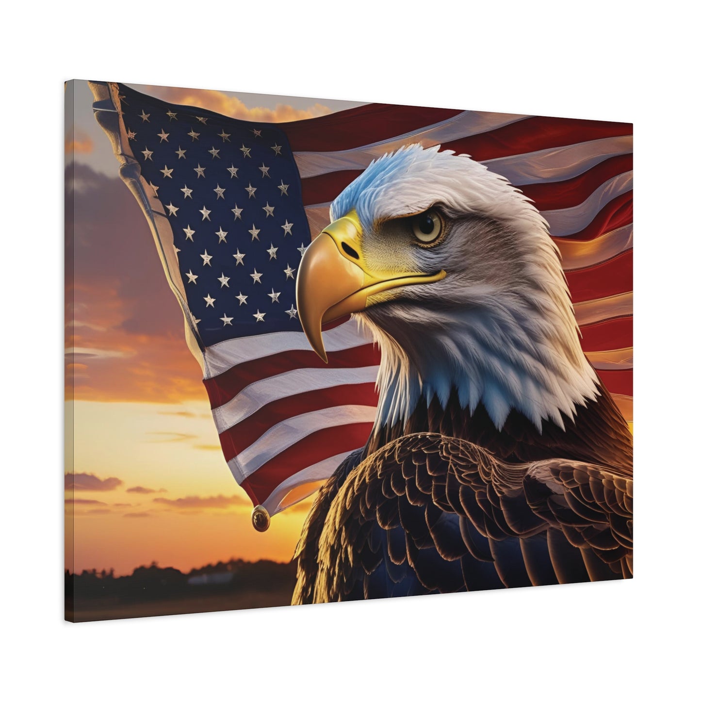 Patriotic Red Eagle Canvas Wall Art, Stretched Eagle Art - Red White Blue - American Flag Decor - Veteran's Day Gift - 4th of July Decoration, Home Gallery Wall